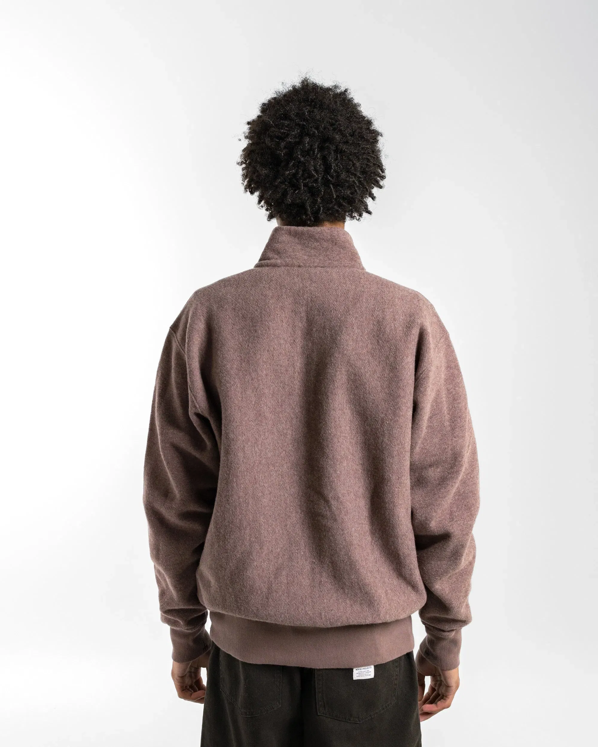 Norse Projects Ketel Relaxed Cotton Wool Half Zip Sweatshirt - Walnut