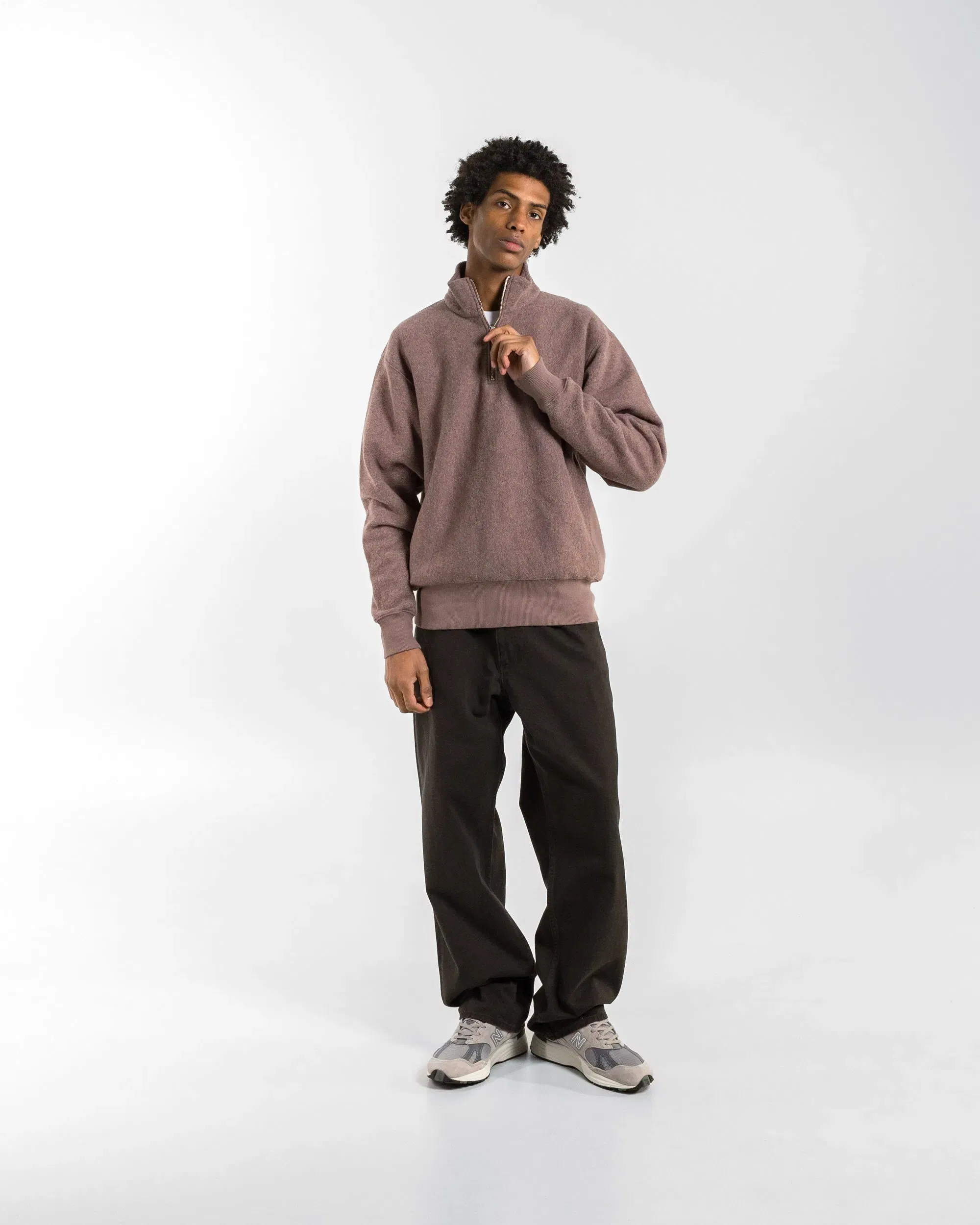 Norse Projects Ketel Relaxed Cotton Wool Half Zip Sweatshirt - Walnut