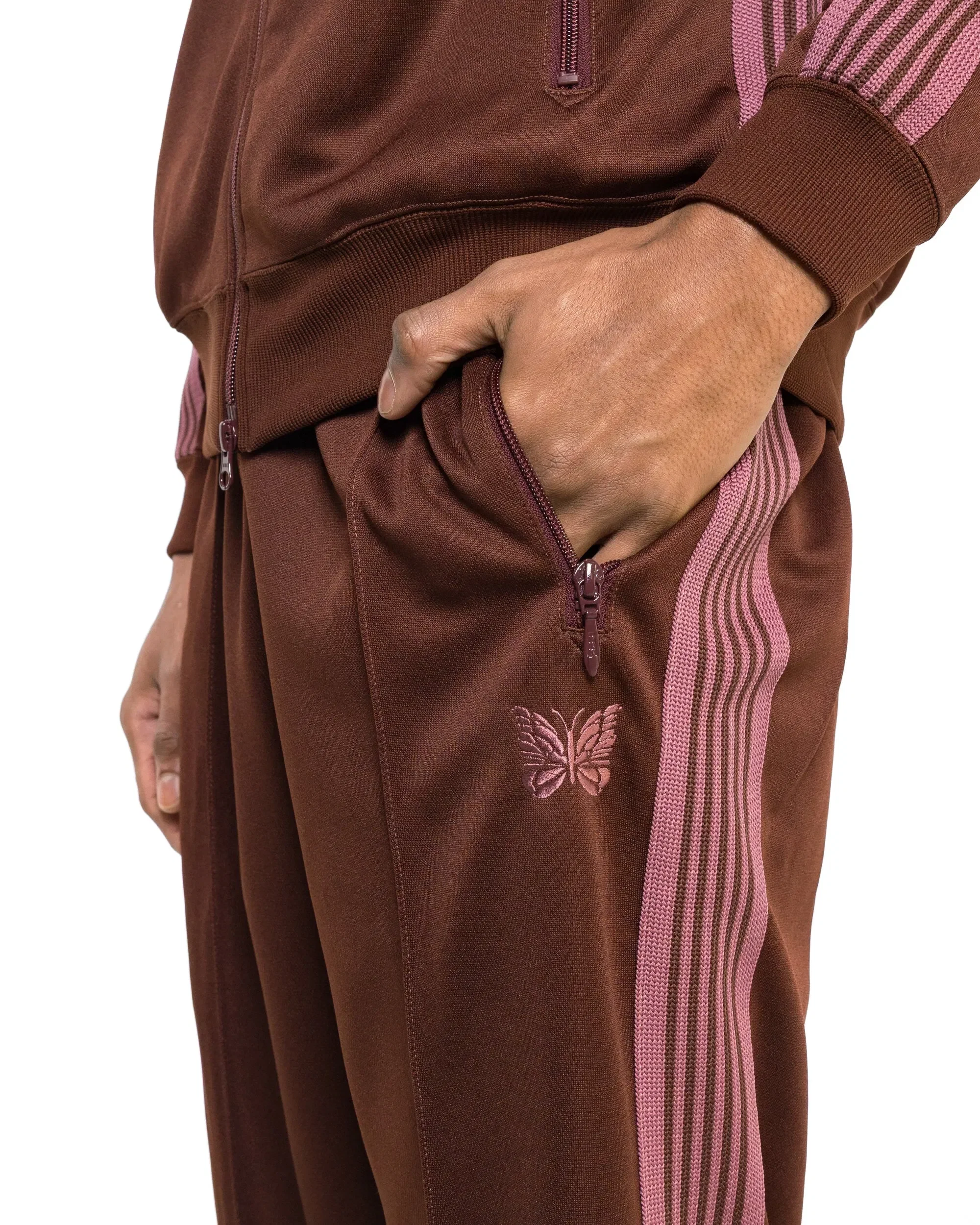 Needles Track Pant - Brown Poly Smooth