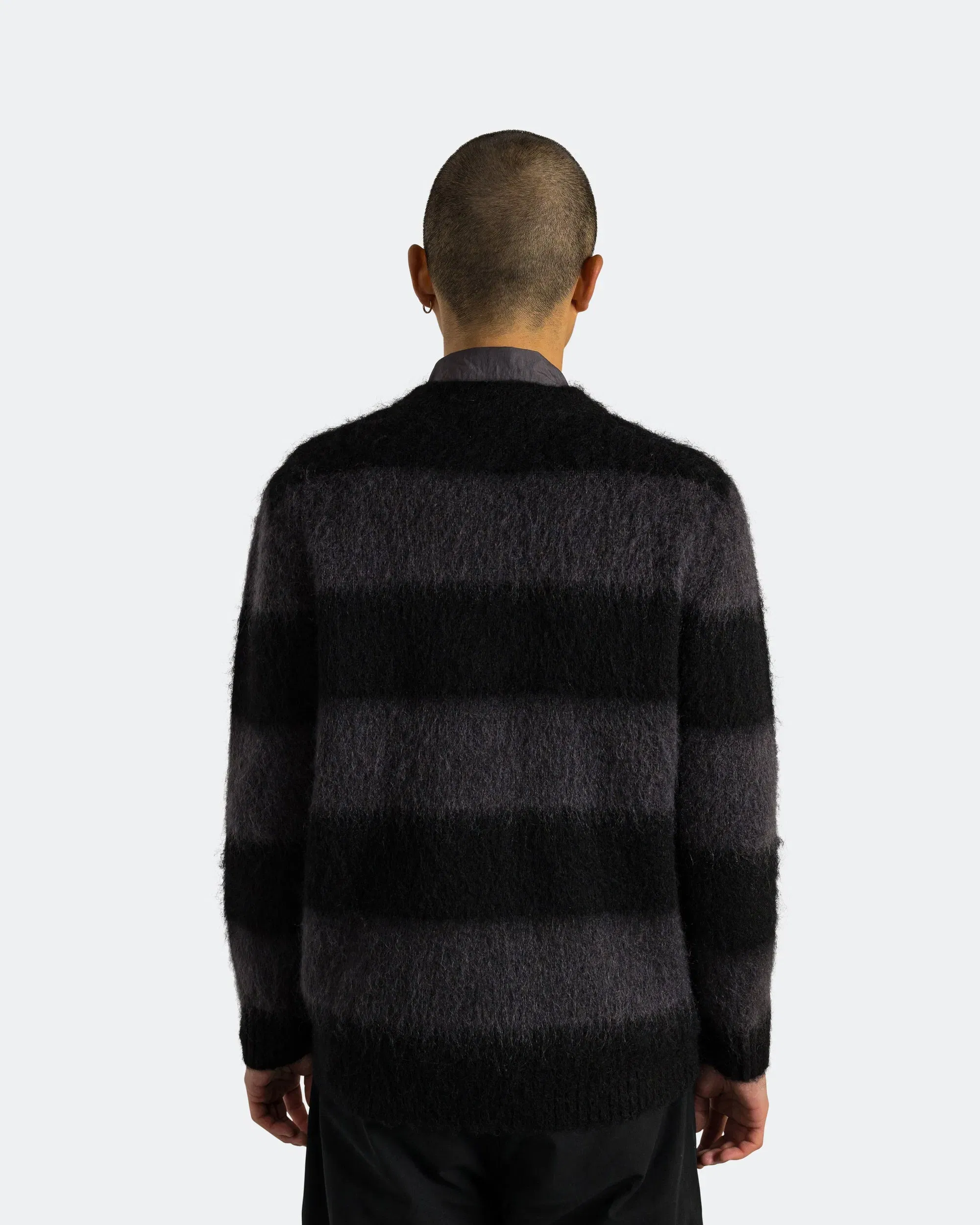 Observe Wool Mohair Stripe Knit Sweater x UP THERE - Black/Charcoal