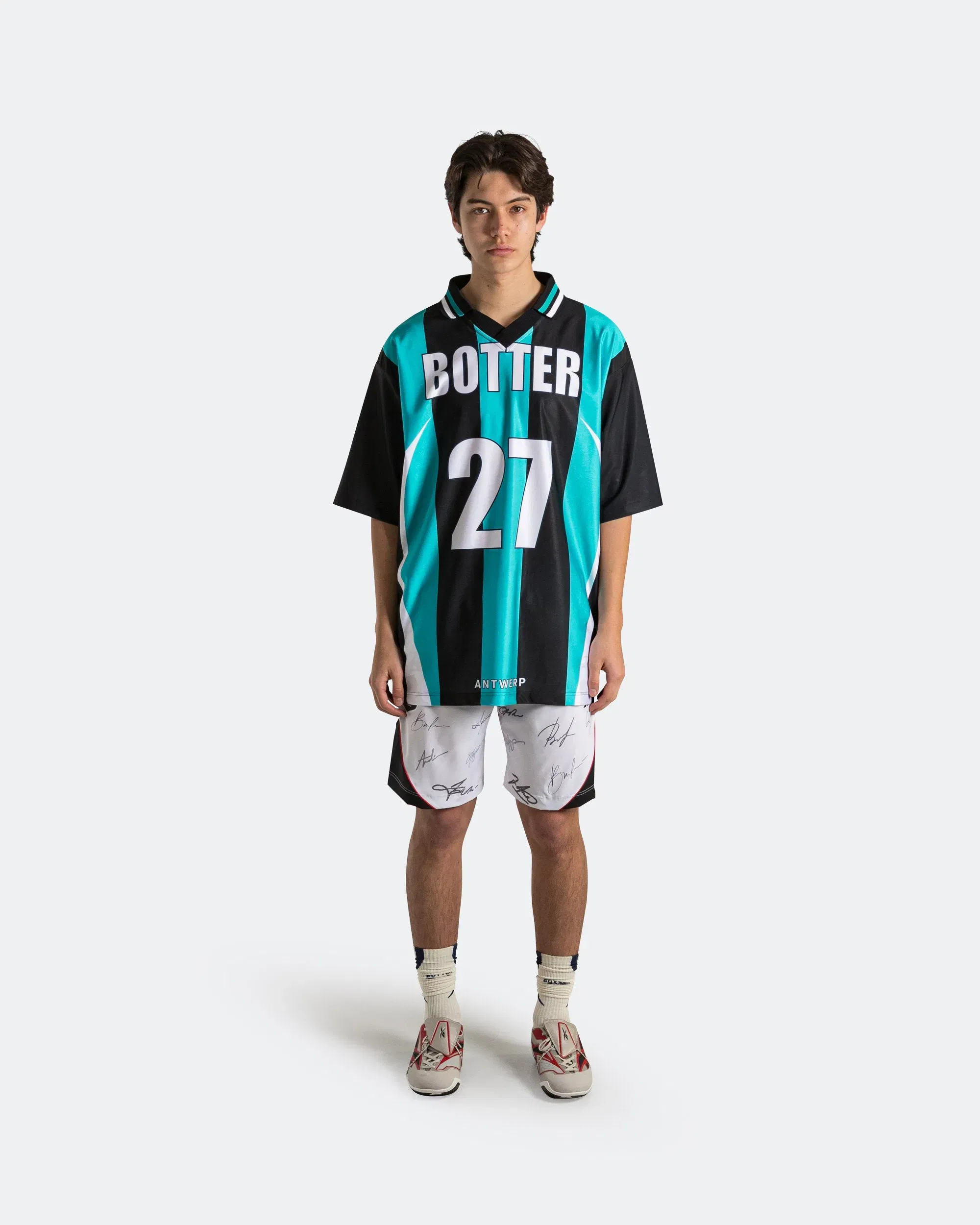 Reebok LTD Reverse Soccer Tee x Botter - Striped Navy/Aqua