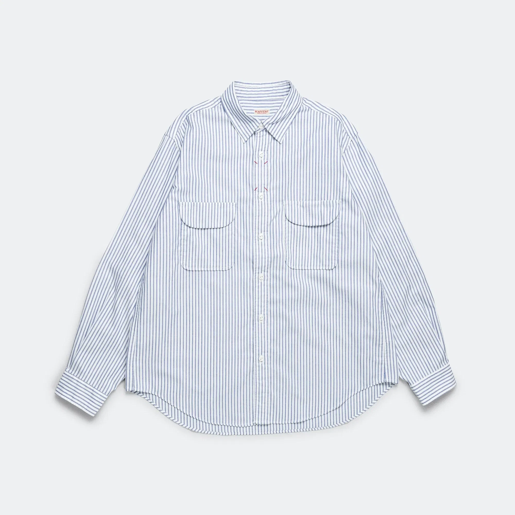 KAPITAL OX Stripe Clip Shirt - Blue