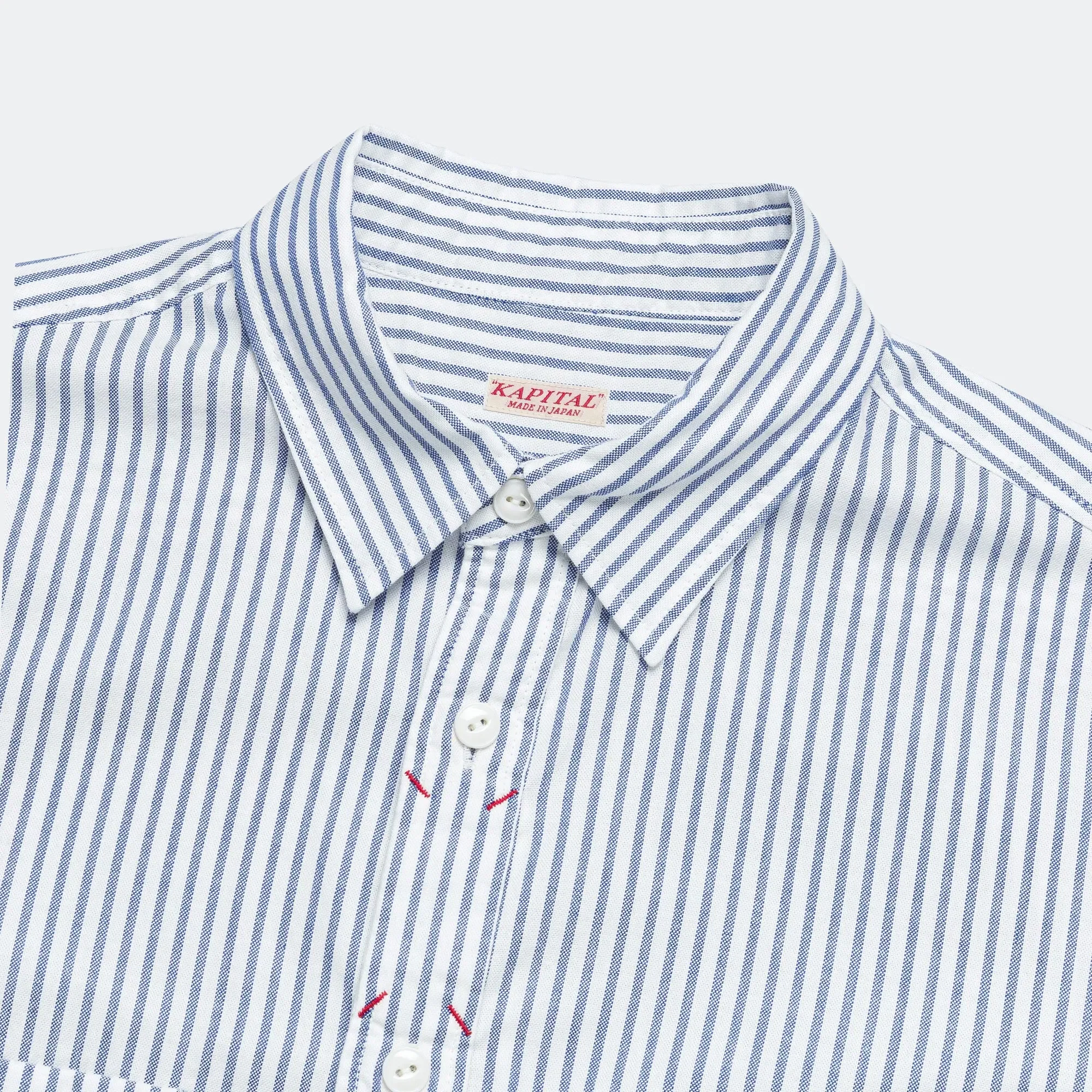 KAPITAL OX Stripe Clip Shirt - Blue