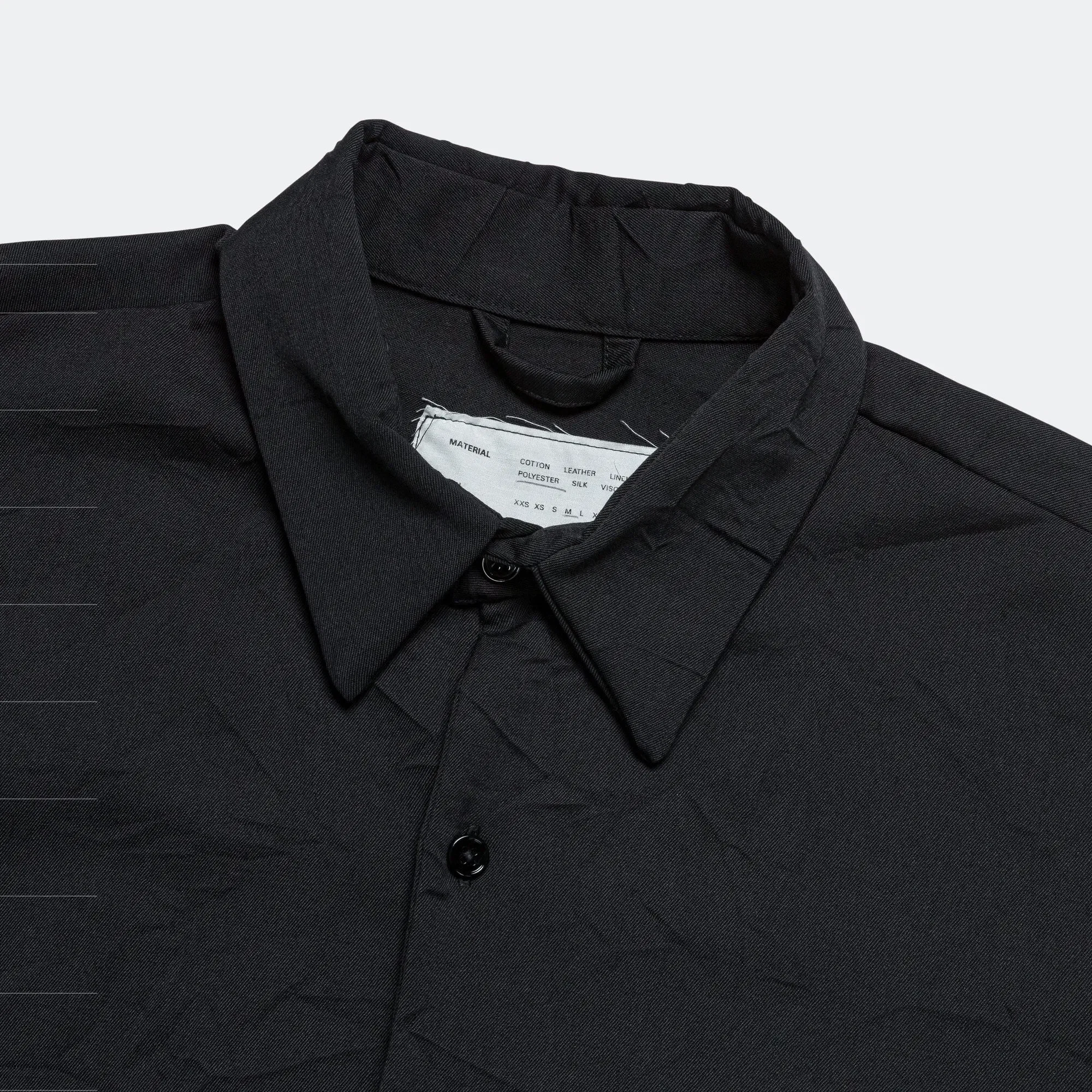 Camiel Fortgens Over Shirt - Black Wrinkled Wool Twill