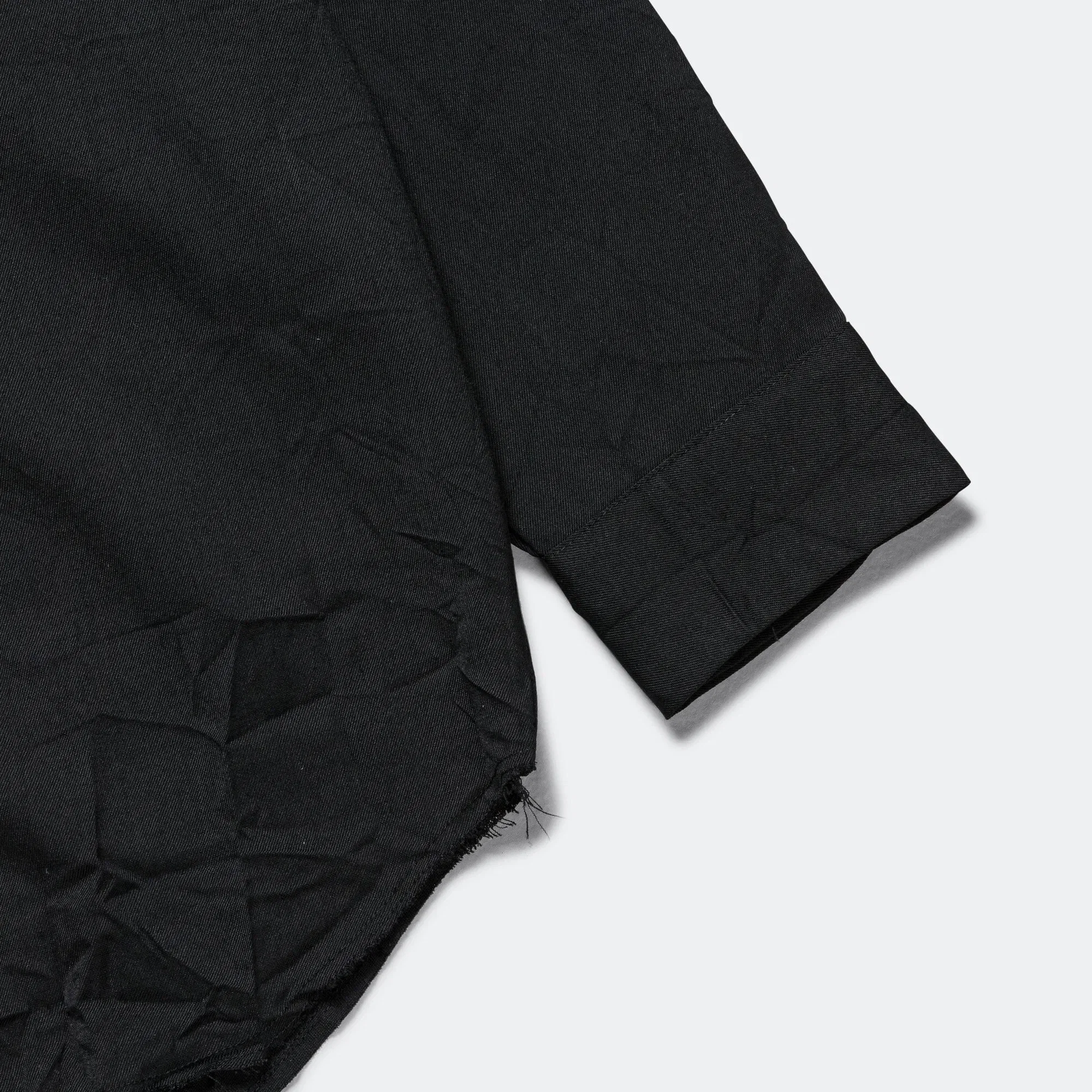 Camiel Fortgens Over Shirt - Black Wrinkled Wool Twill