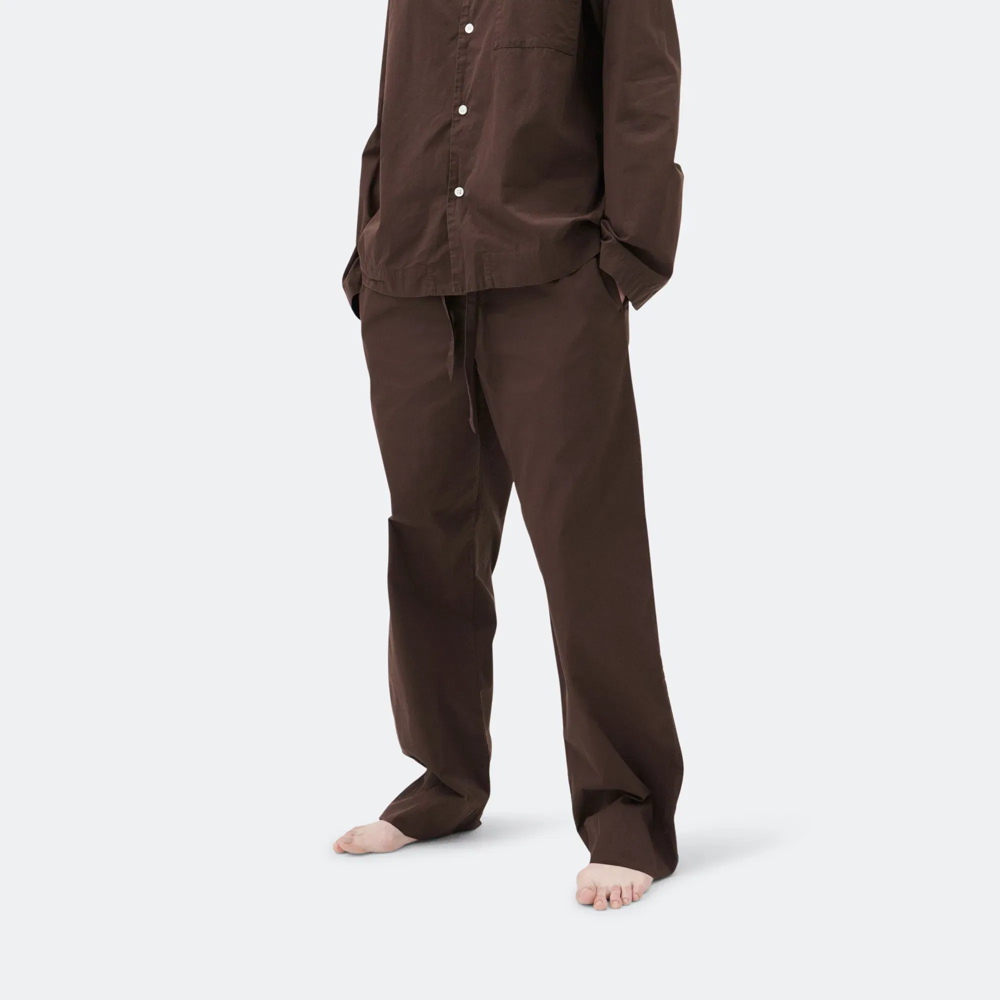 TEKLA Pyjama Pants - Coffee Cotton Poplin