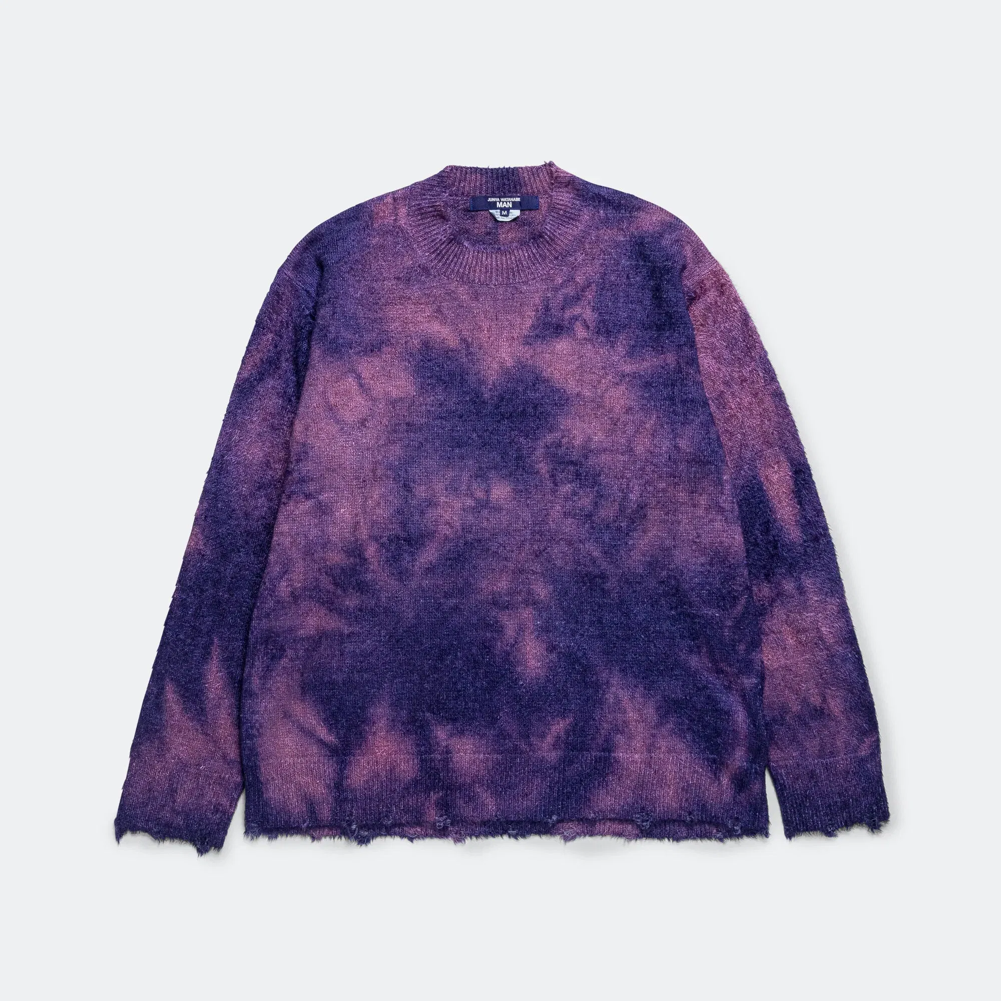 Junya Watanabe MAN Rayon Mole Yarn Jersey Uneven Dye Knit Crew - Navy/Purple