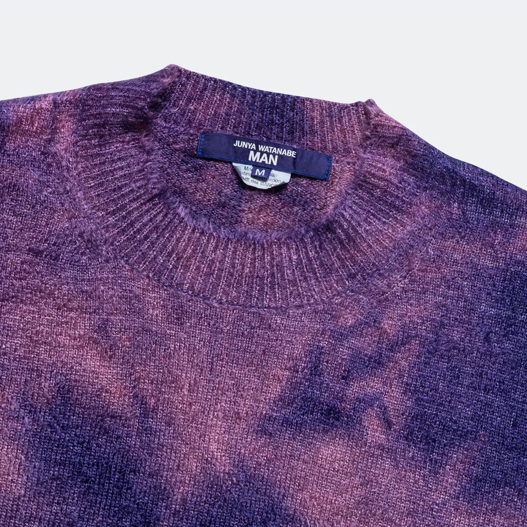 Junya Watanabe MAN Rayon Mole Yarn Jersey Uneven Dye Knit Crew - Navy/Purple