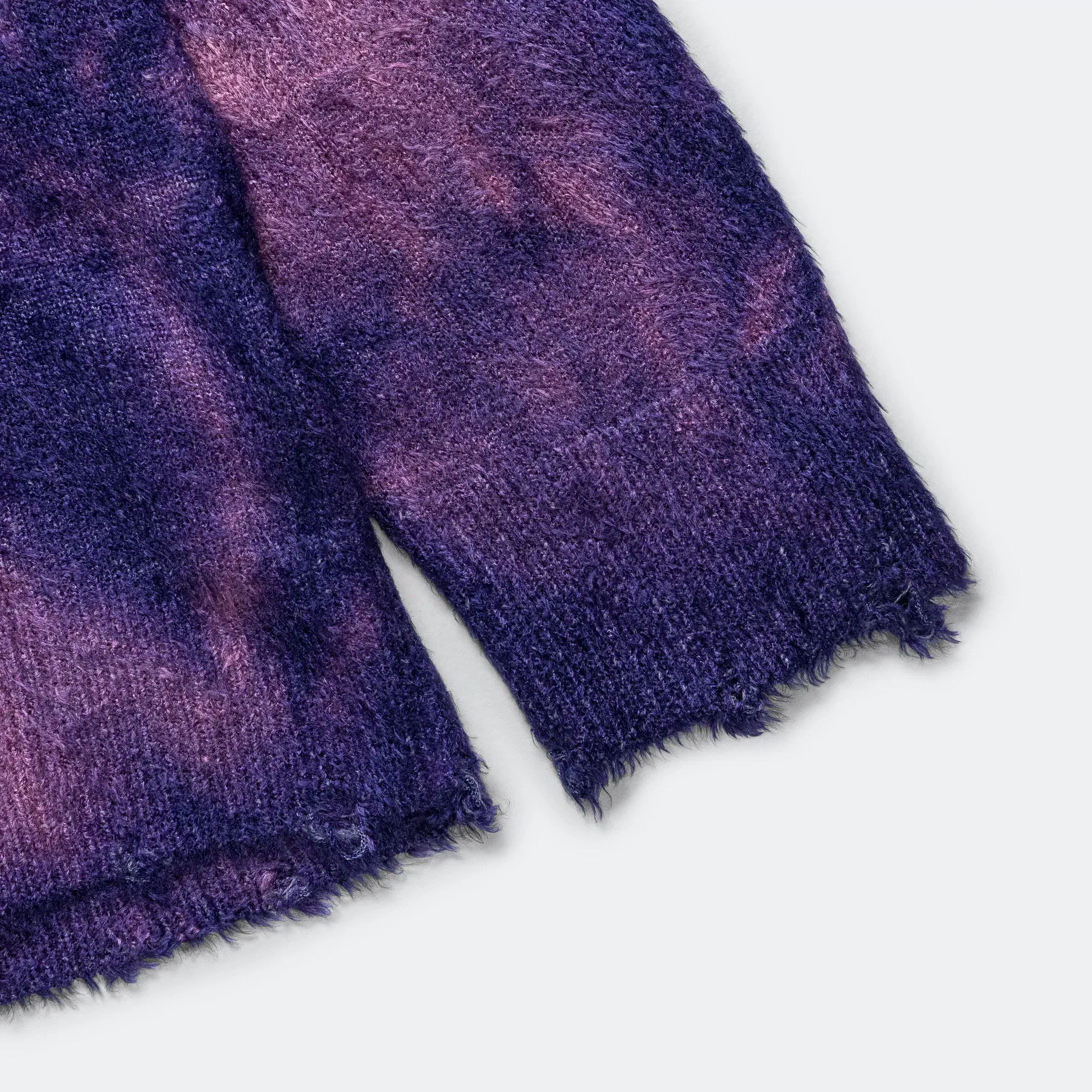 Junya Watanabe MAN Rayon Mole Yarn Jersey Uneven Dye Knit Crew - Navy/Purple