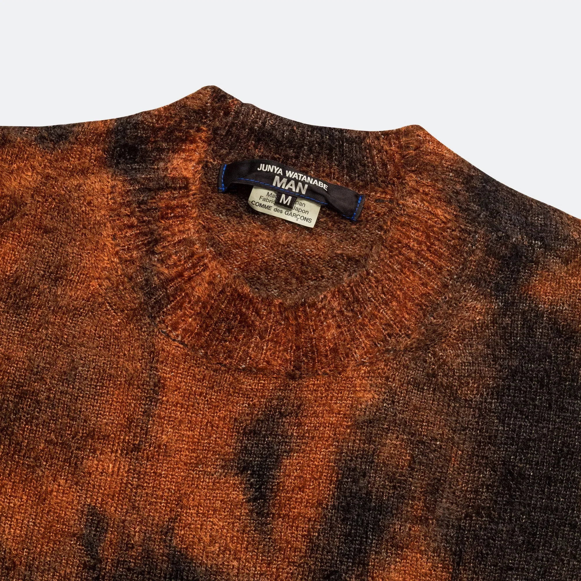 Junya Watanabe MAN Rayon Mole Yarn Jersey Uneven Dye Knit Crew - Brown/Orange