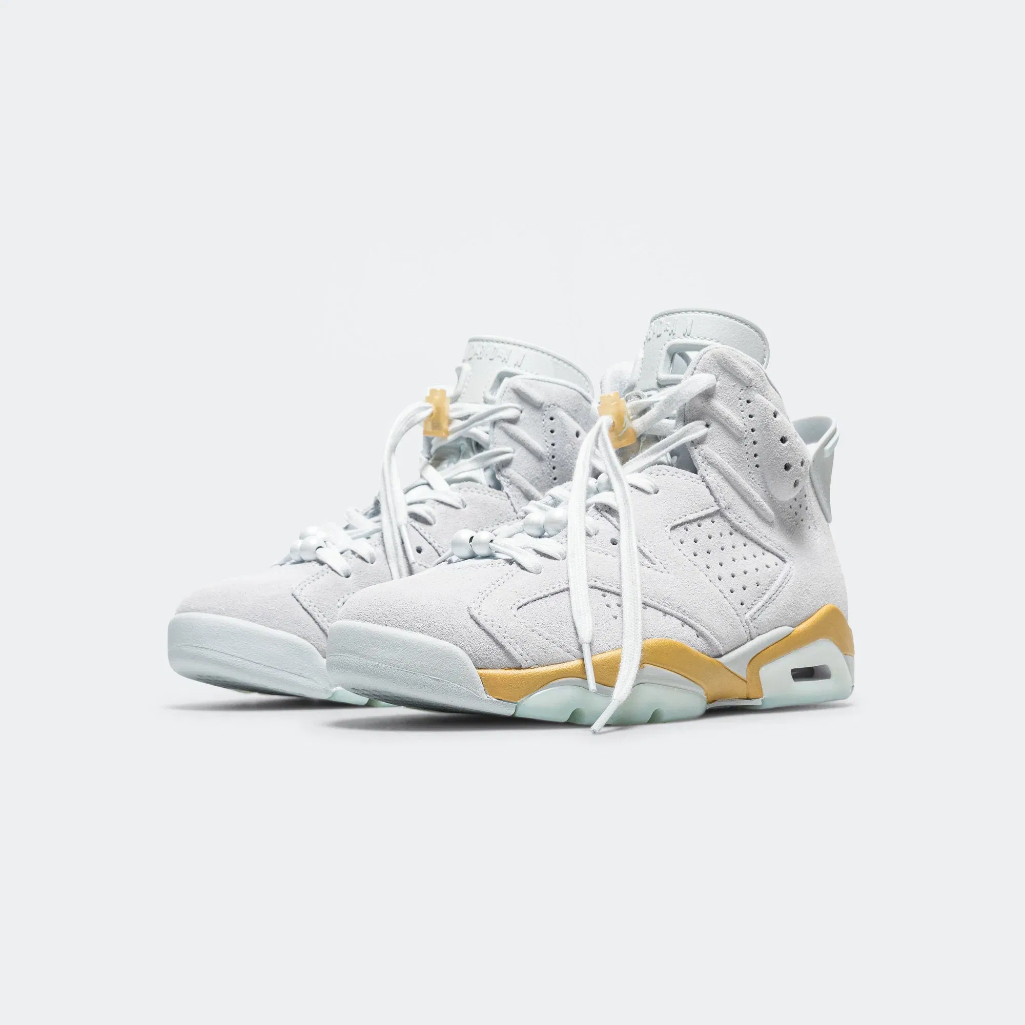 Air Jordan Womens Air Jordan 6 Retro - Pure Platinum/Glacier Blue-Metallic Gold