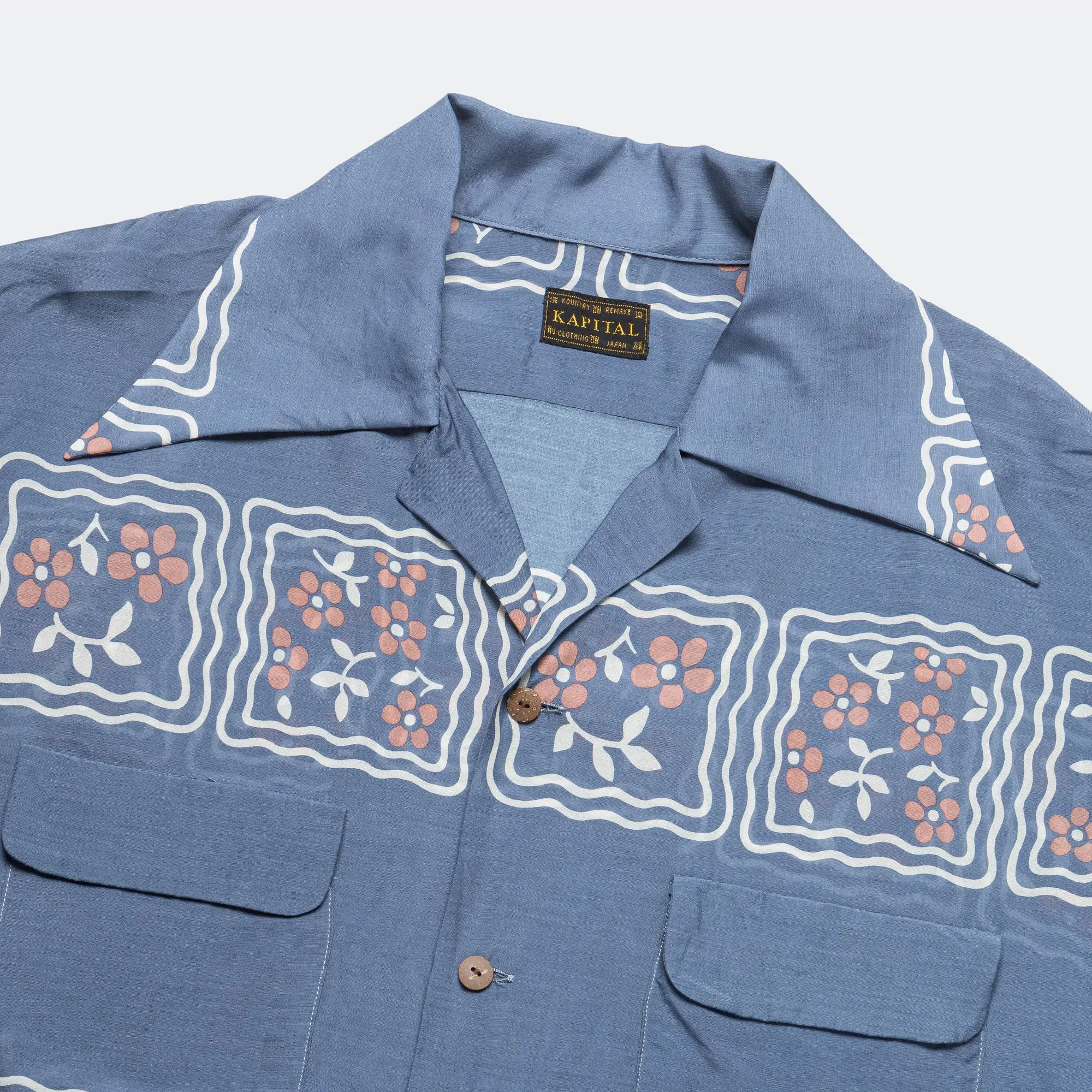 KAPITAL Silk Rayon COOKIE WRANGLE Collar Shirt - Blue