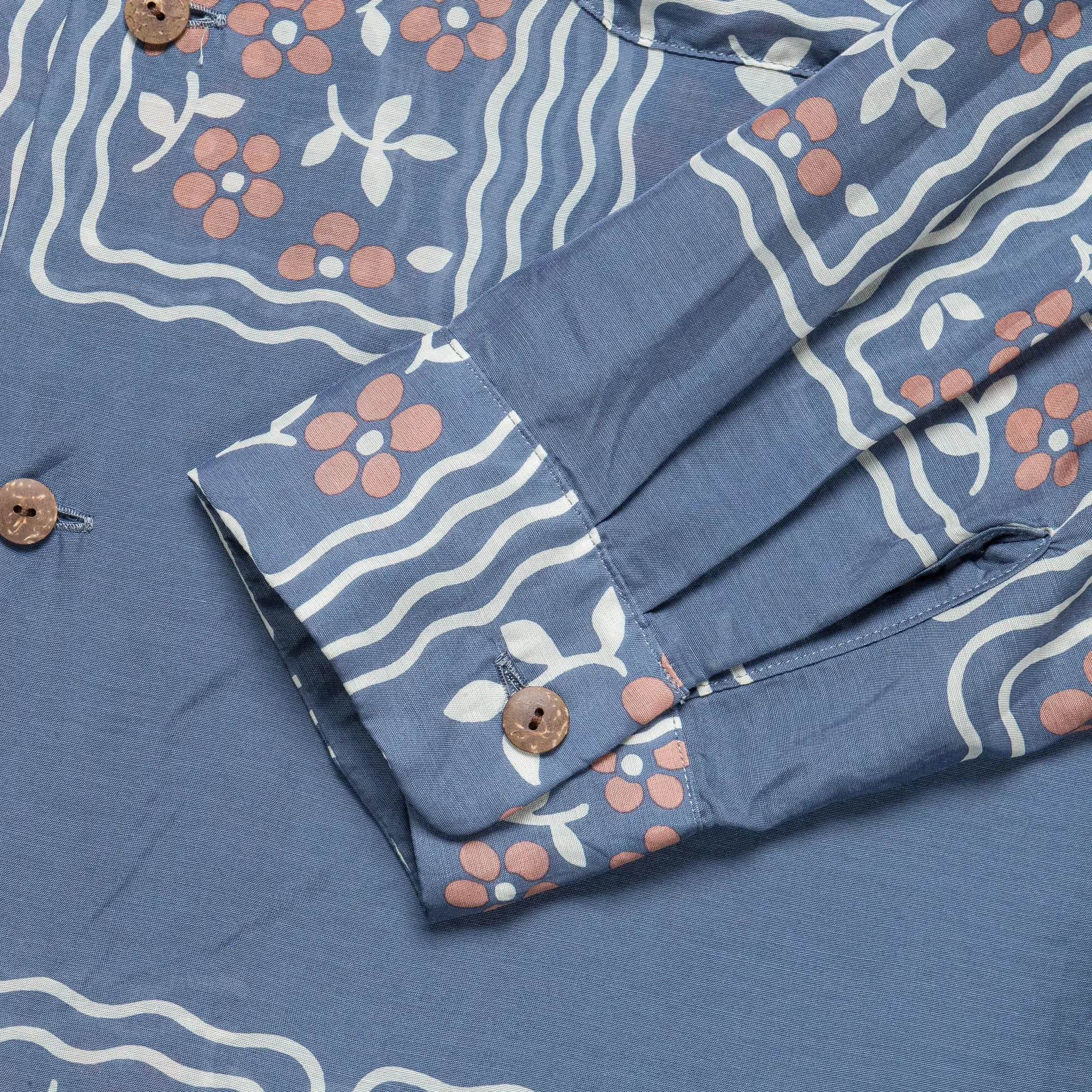 KAPITAL Silk Rayon COOKIE WRANGLE Collar Shirt - Blue