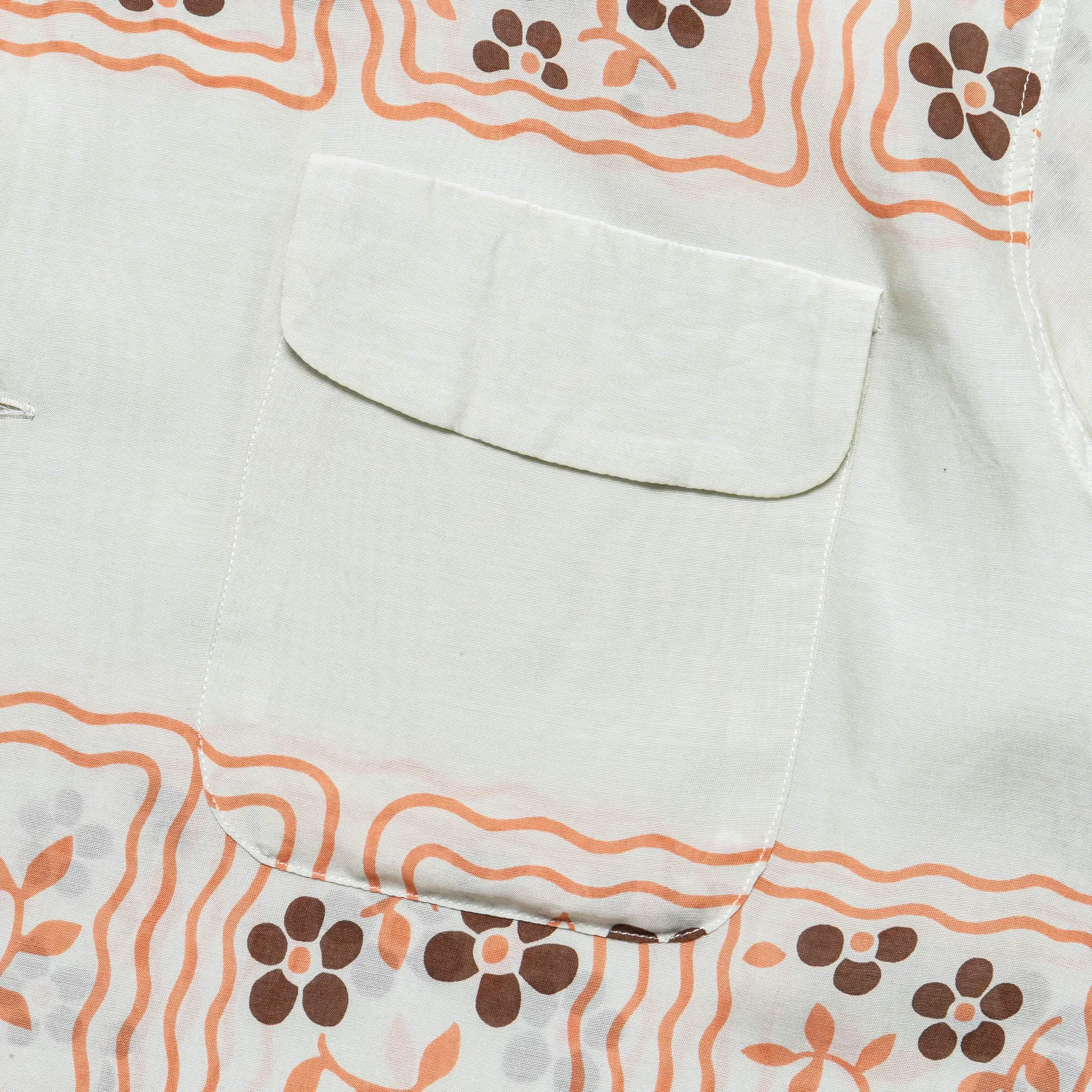 KAPITAL Silk Rayon COOKIE WRANGLE Collar Aloha Shirt - Ecru