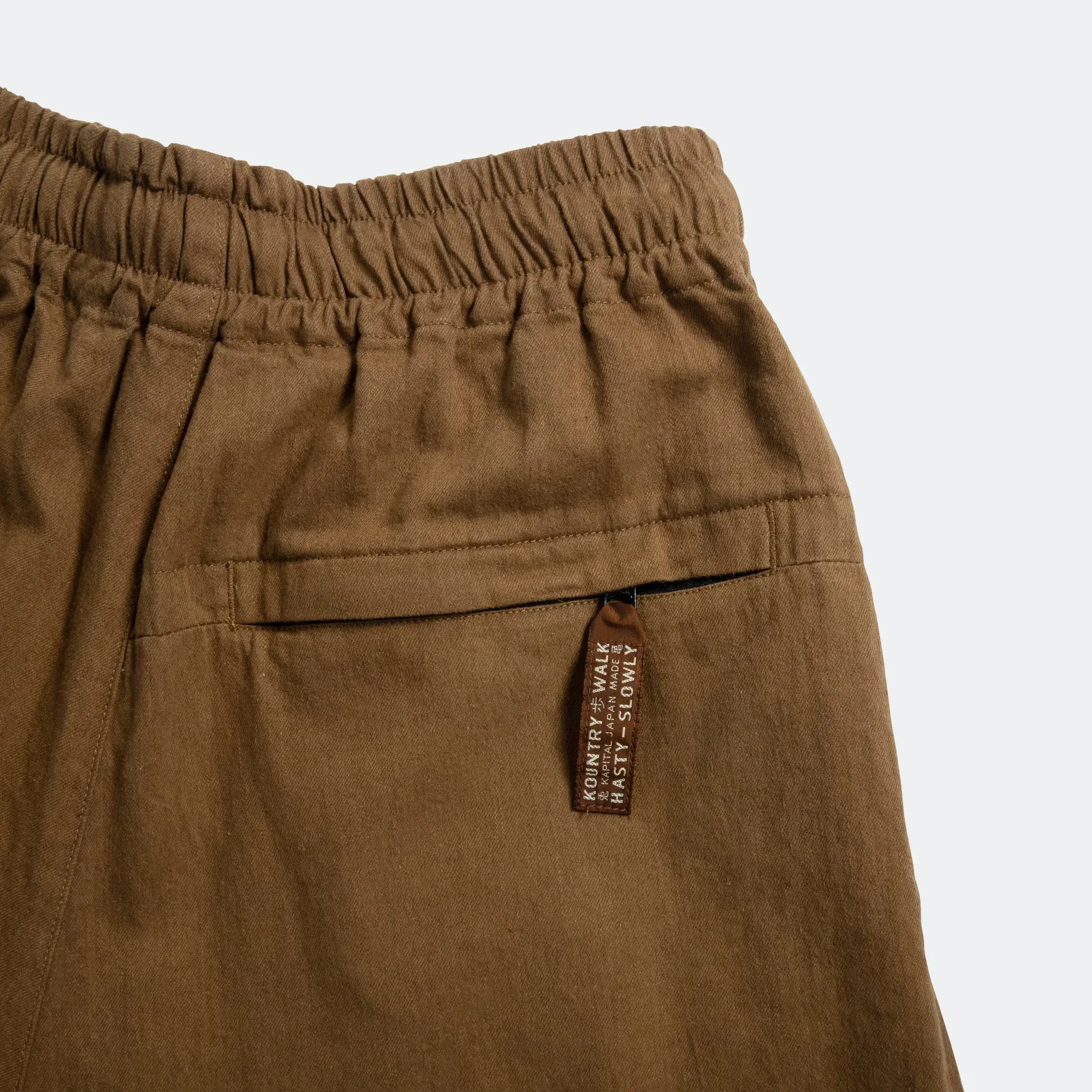 KAPITAL Cotton Linen Twill RUDE Buggy Pants - Khaki