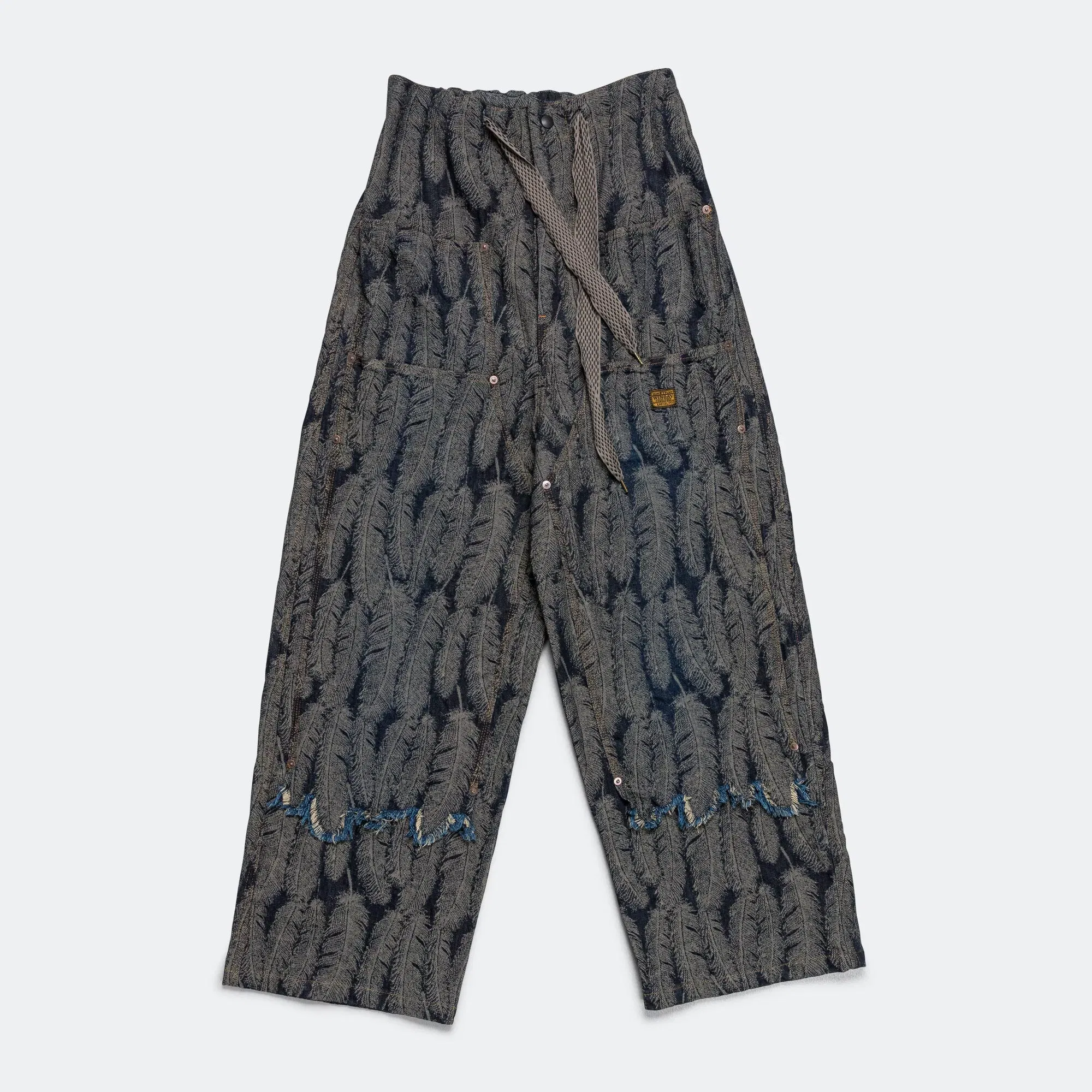 KAPITAL 12oz MAGPIE Denim W-Knee EASY Baggy Pants - Dark