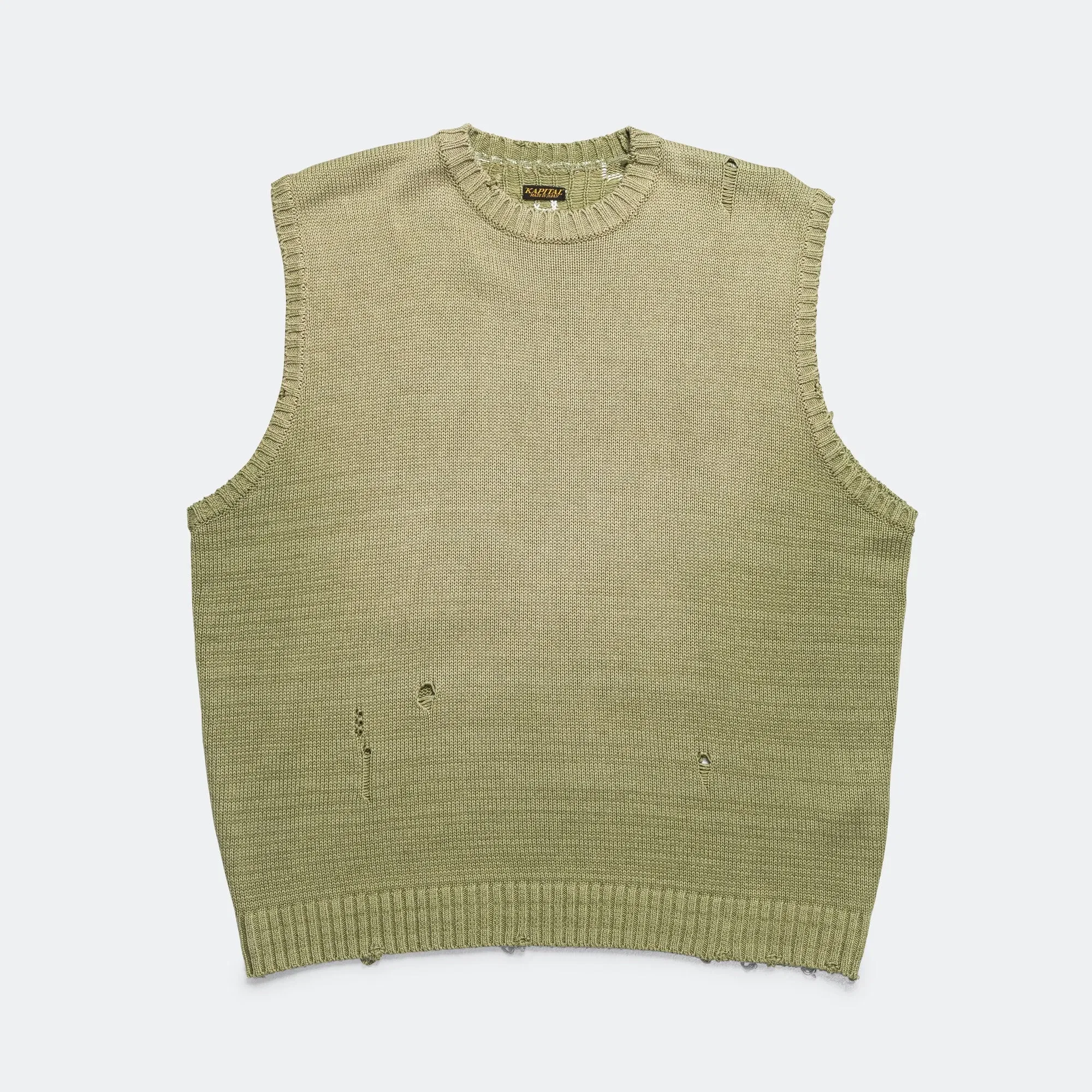 KAPITAL 5G Cotton Knit BONE Vest - Khaki