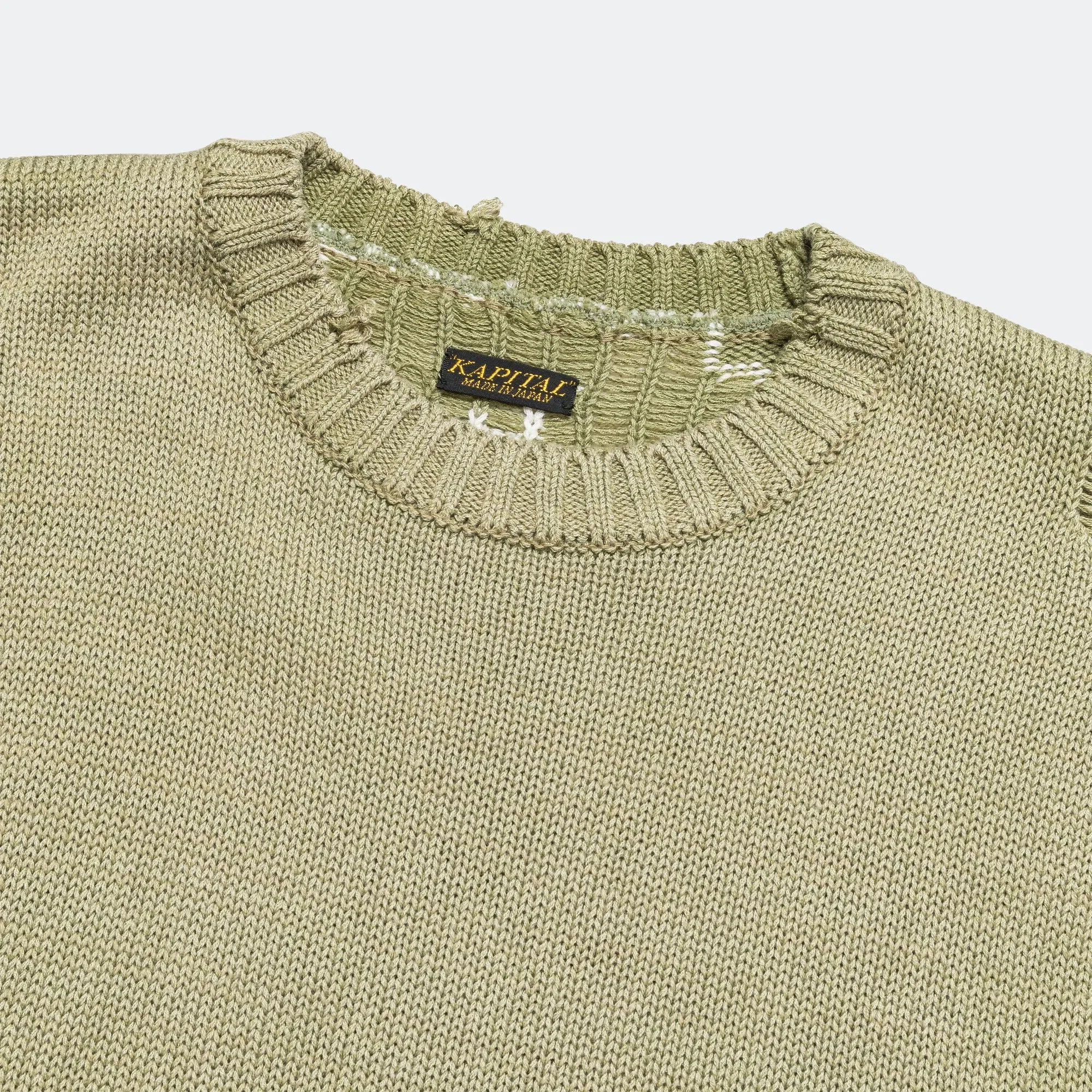 KAPITAL 5G Cotton Knit BONE Vest - Khaki