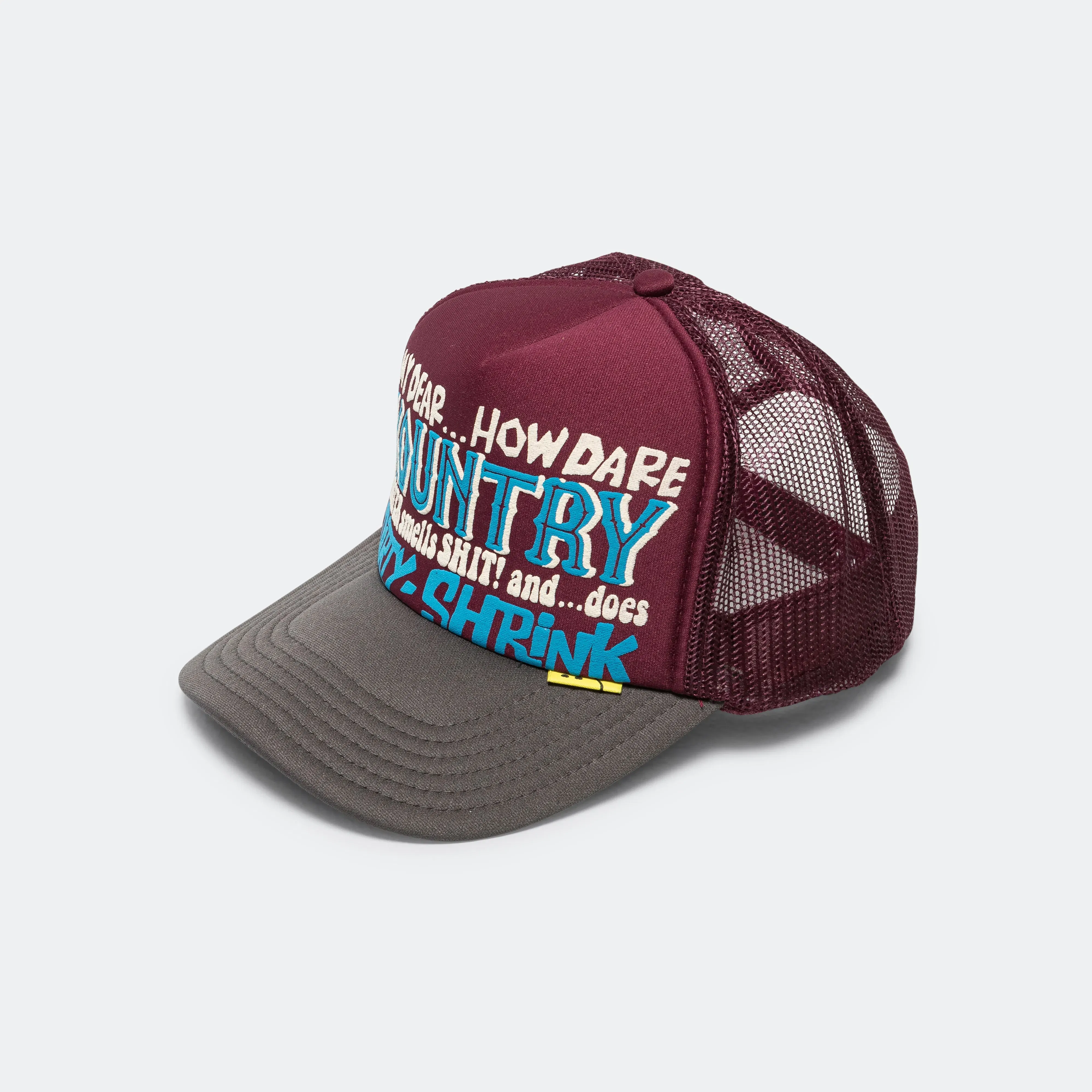 KAPITAL KOUNTRY DIRTY SHRINK Trucker CAP - Burgundy x Charcoal