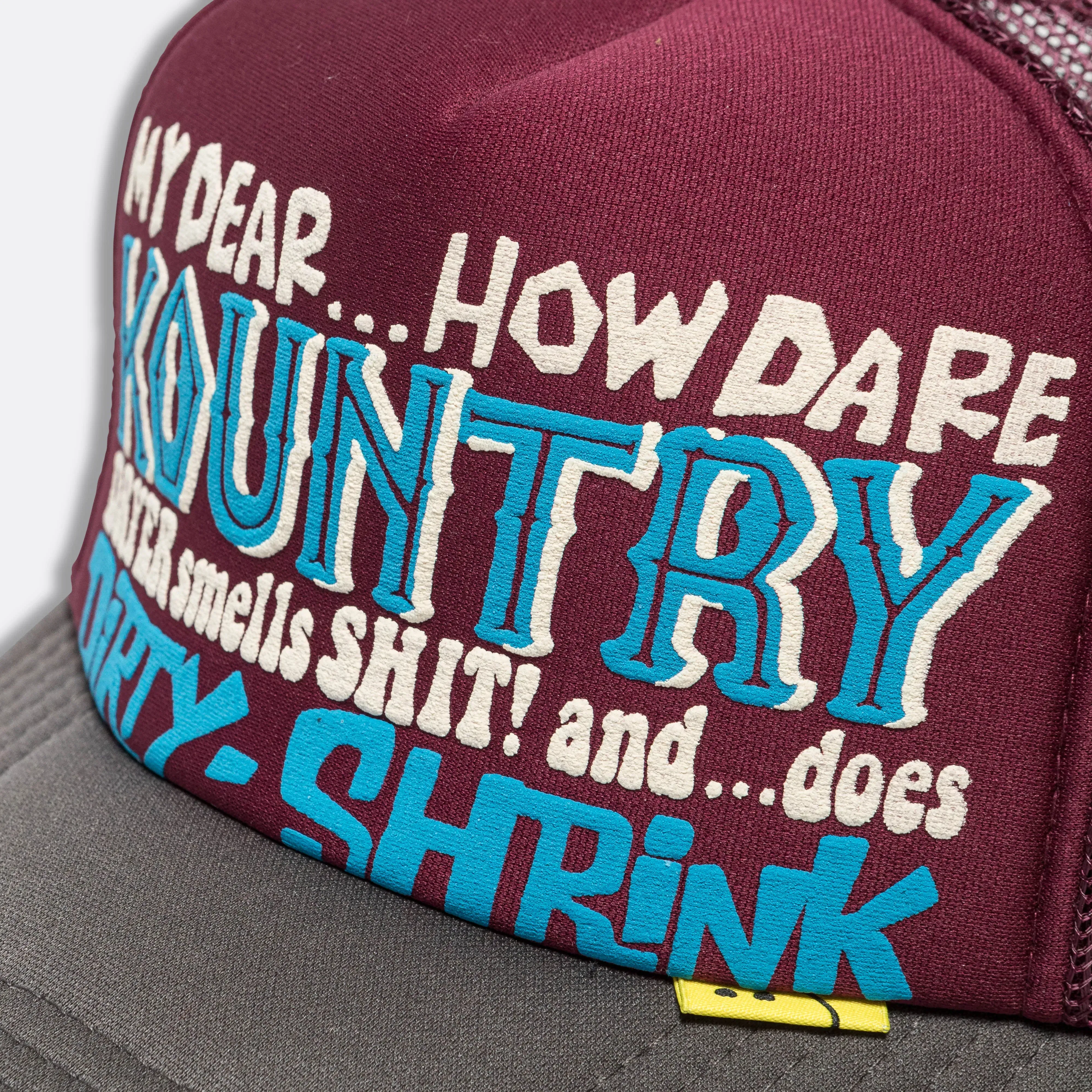 KAPITAL KOUNTRY DIRTY SHRINK Trucker CAP - Burgundy x Charcoal