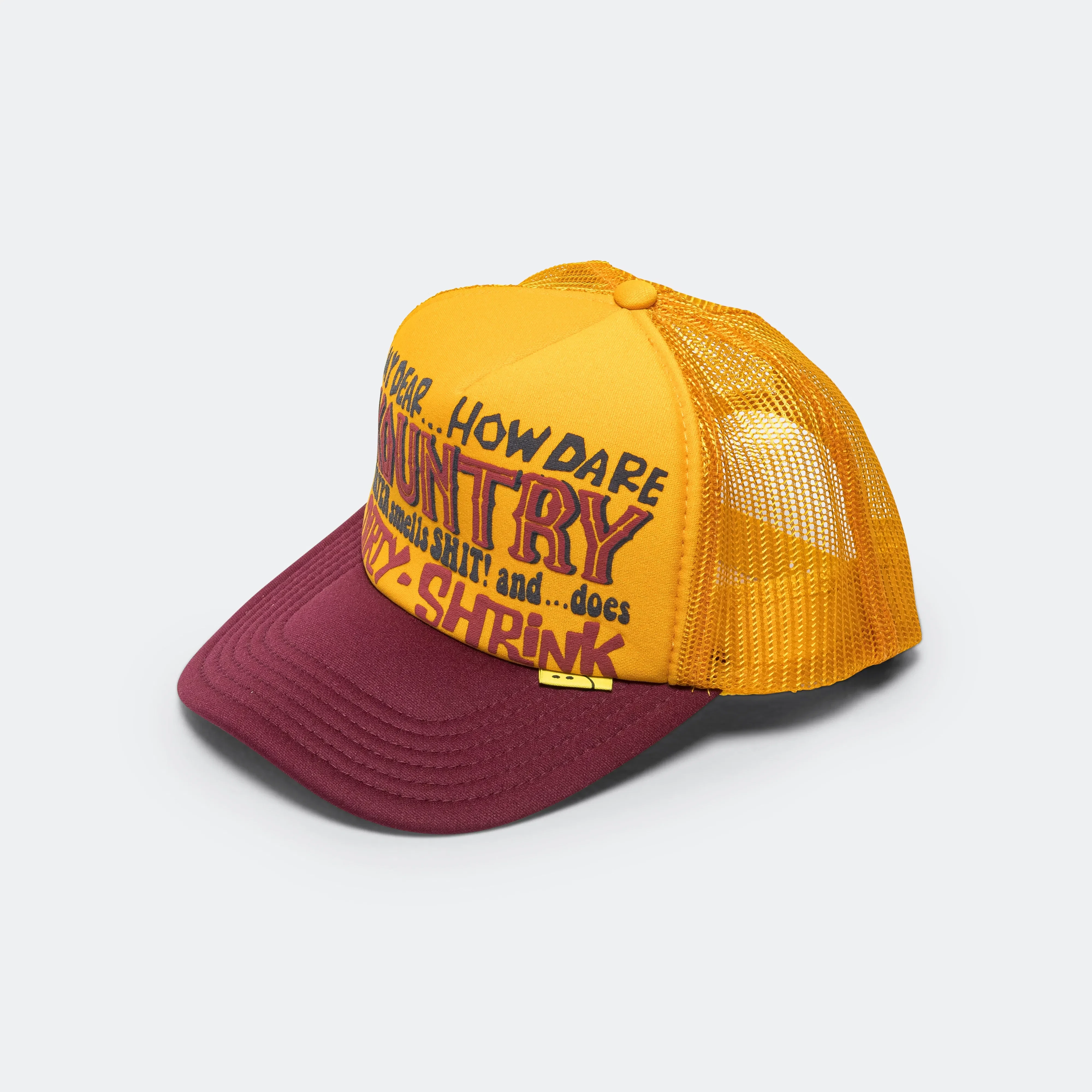 KAPITAL KOUNTRY DIRTY SHRINK Trucker CAP - Gold x Burgundy