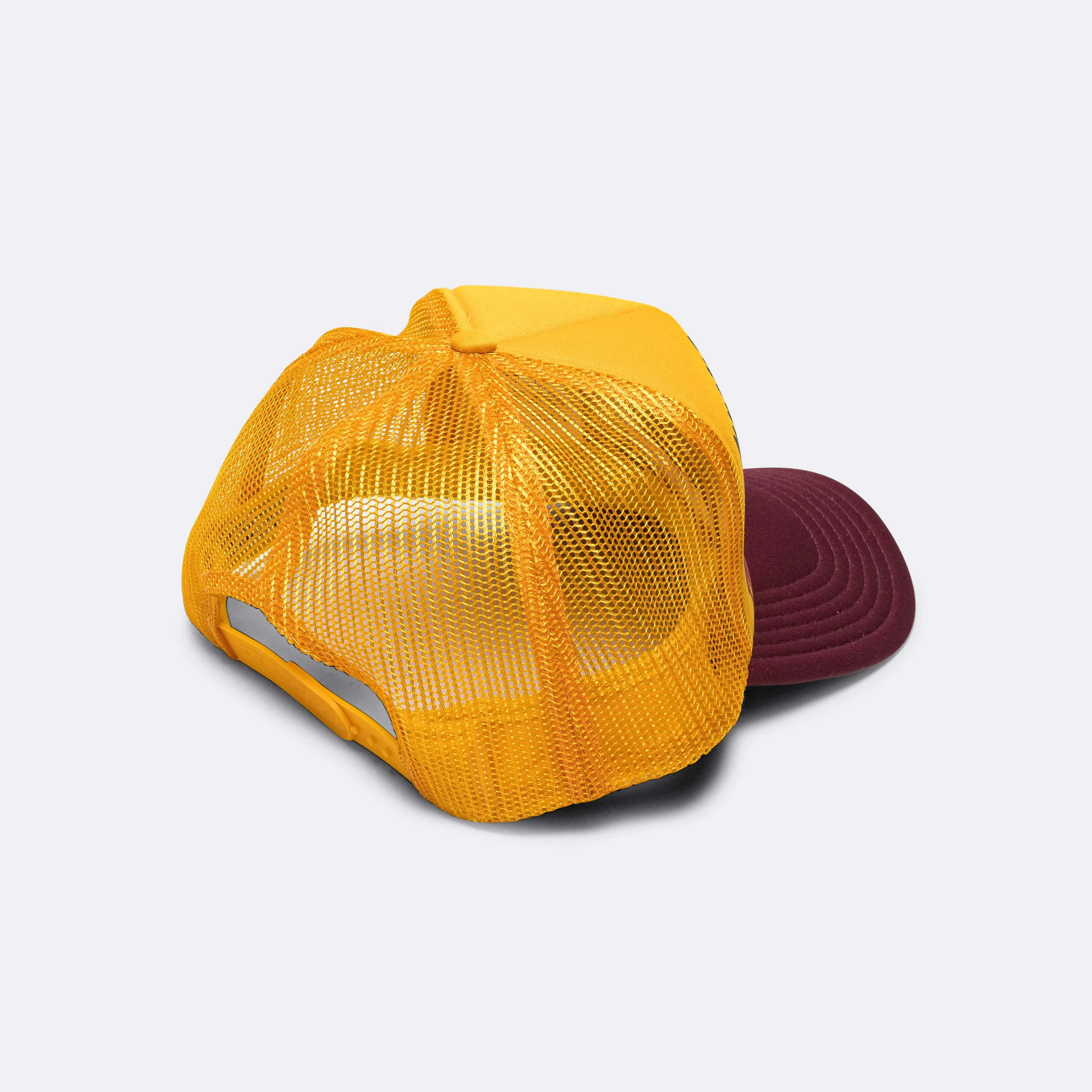 KAPITAL KOUNTRY DIRTY SHRINK Trucker CAP - Gold x Burgundy