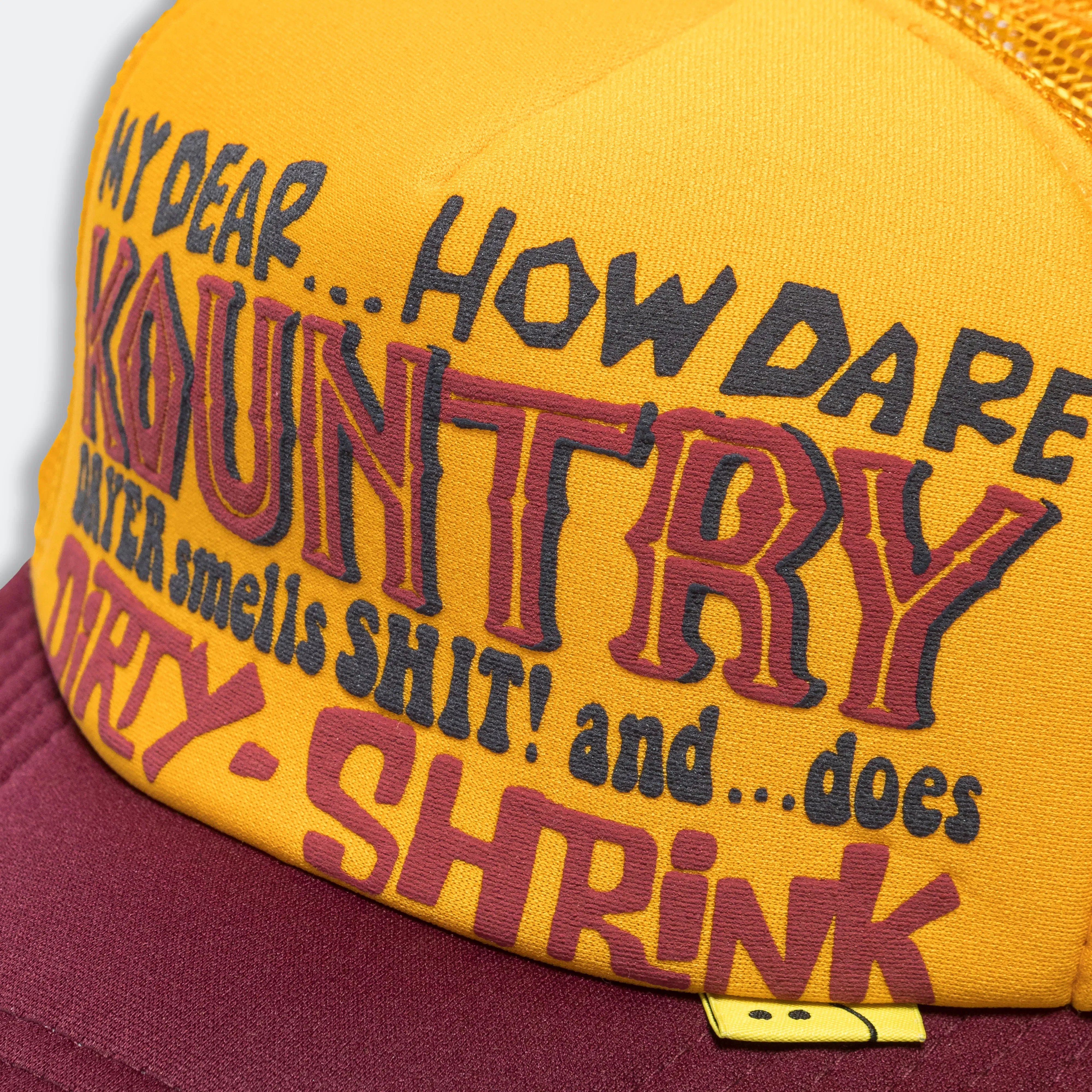 KAPITAL KOUNTRY DIRTY SHRINK Trucker CAP - Gold x Burgundy