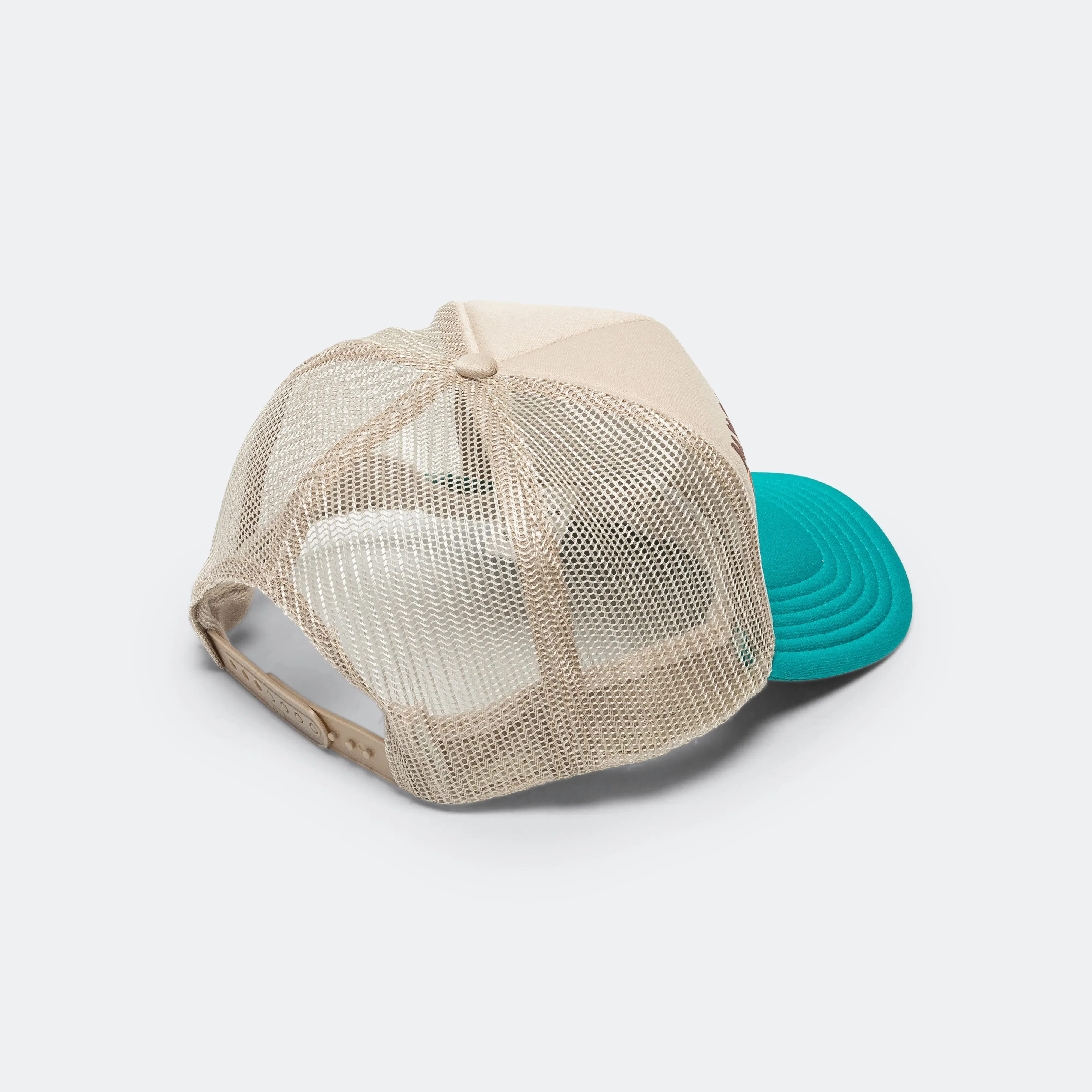 KAPITAL KOUNTRY DIRTY SHRINK Trucker CAP - Beige x Turquoise