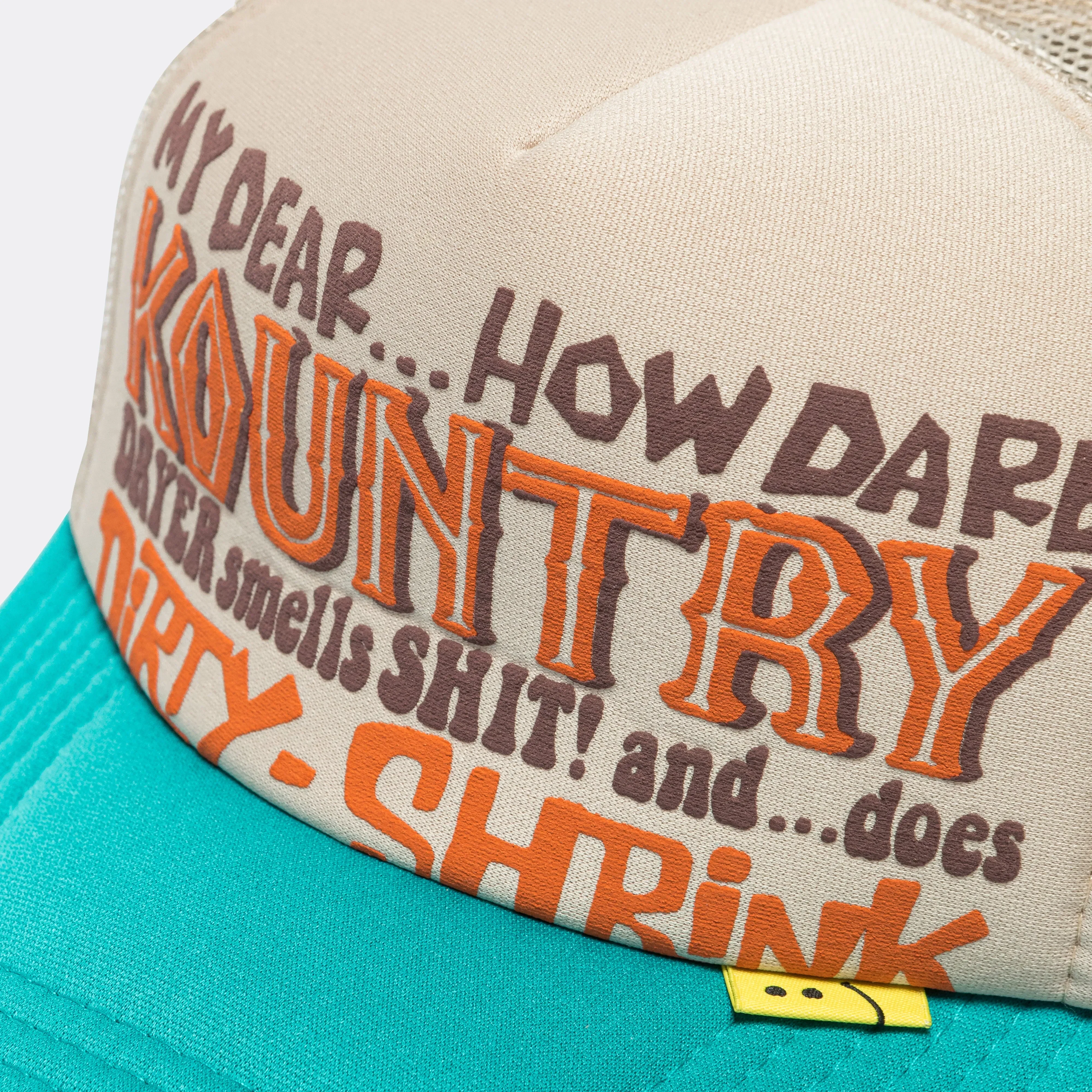 KAPITAL KOUNTRY DIRTY SHRINK Trucker CAP - Beige x Turquoise