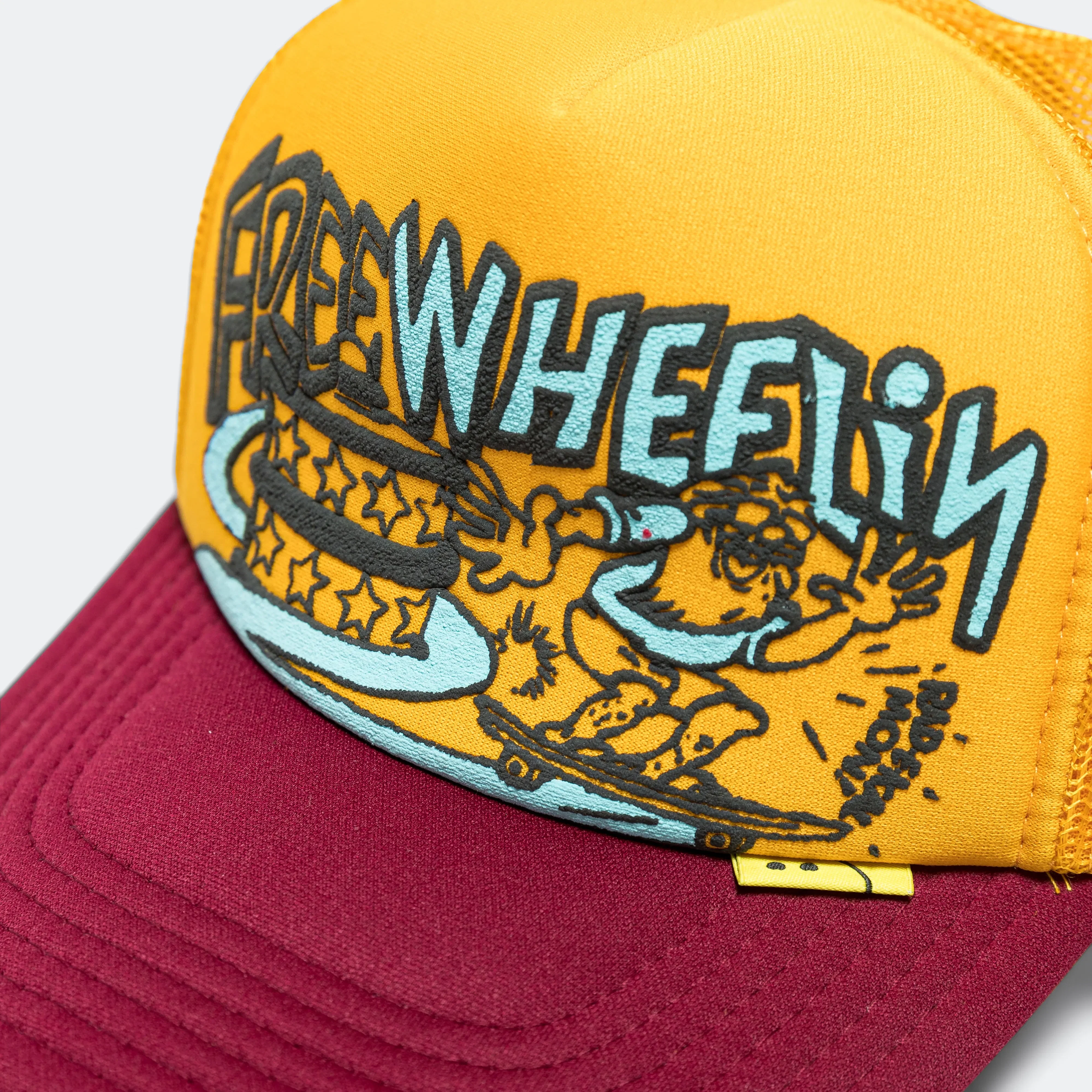 KAPITAL FREE WHEELIN' Trucker Cap - Gold/Burgundy