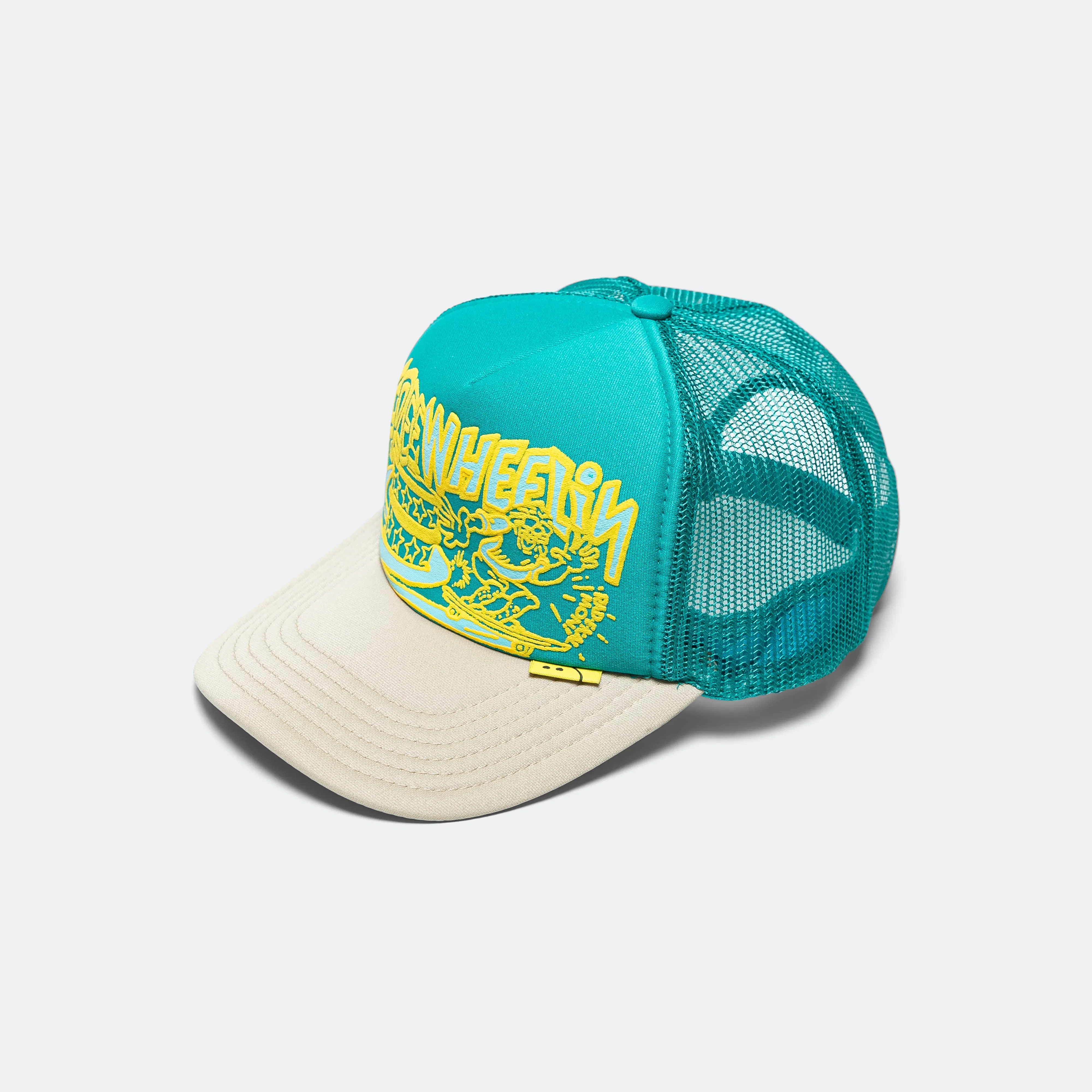 KAPITAL FREE WHEELIN' Trucker Cap - Turquoise/Beige