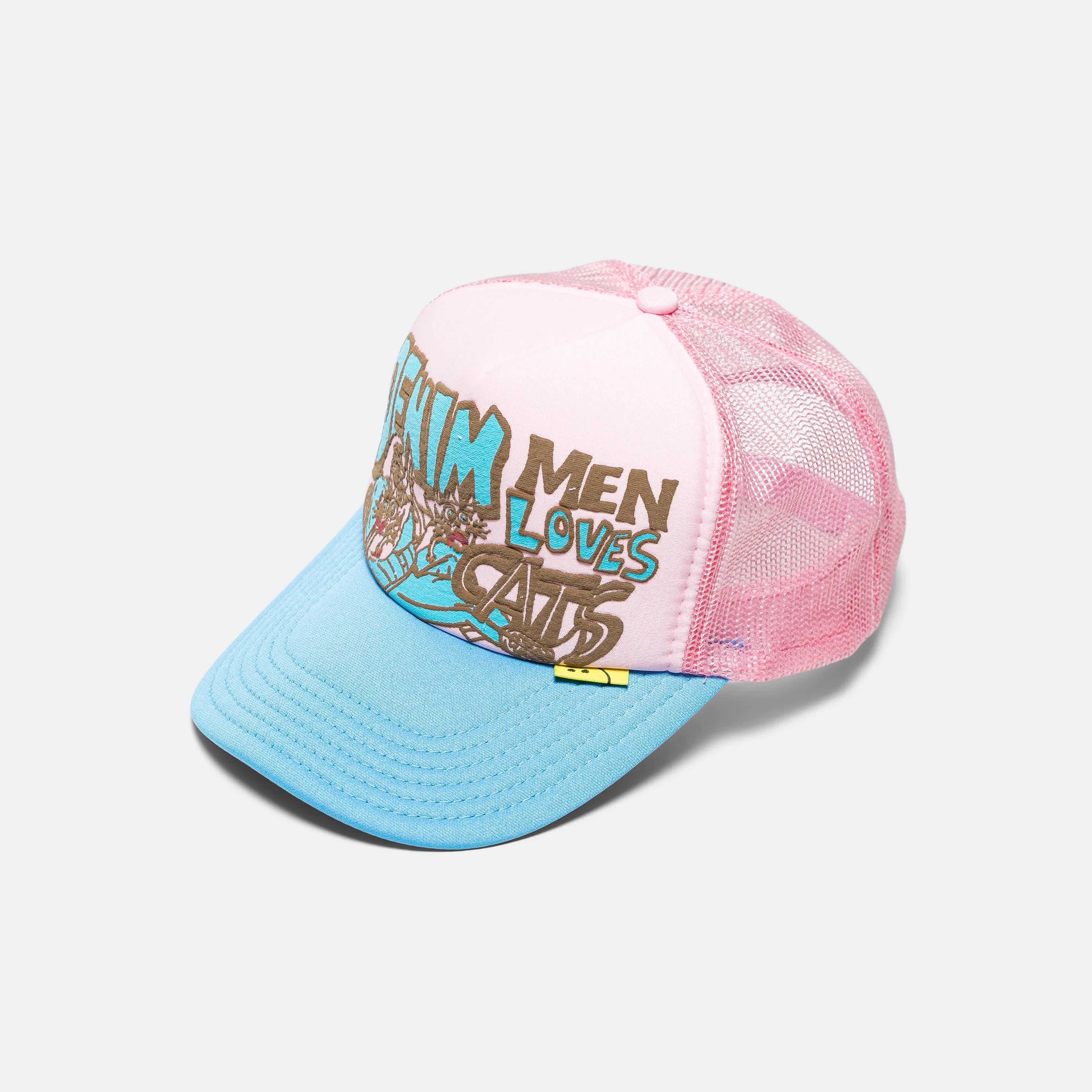 KAPITAL DENIM MEN LOVE CATS Trucker Cap - Pink/Sax