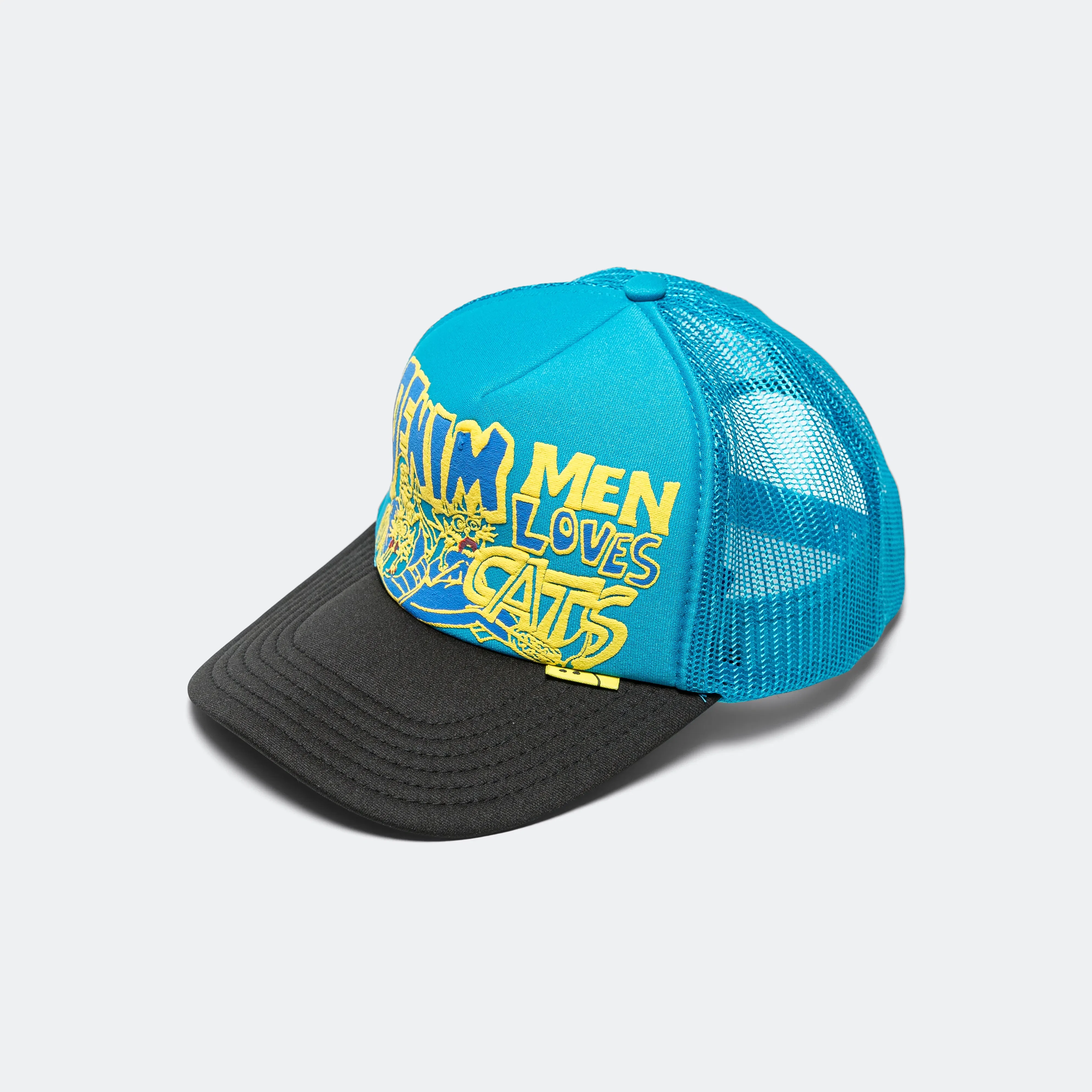 KAPITAL DENIM MEN LOVE CATS Trucker Cap - Blue/Black