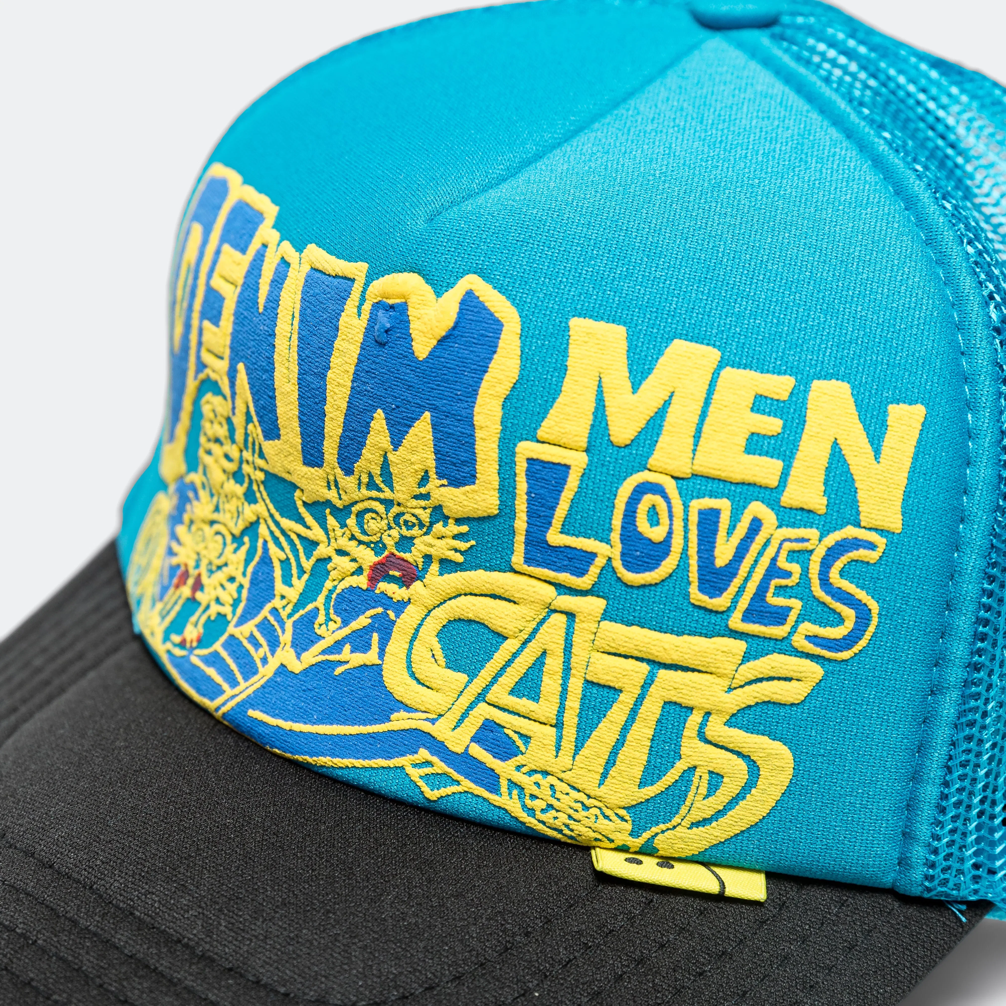 KAPITAL DENIM MEN LOVE CATS Trucker Cap - Blue/Black