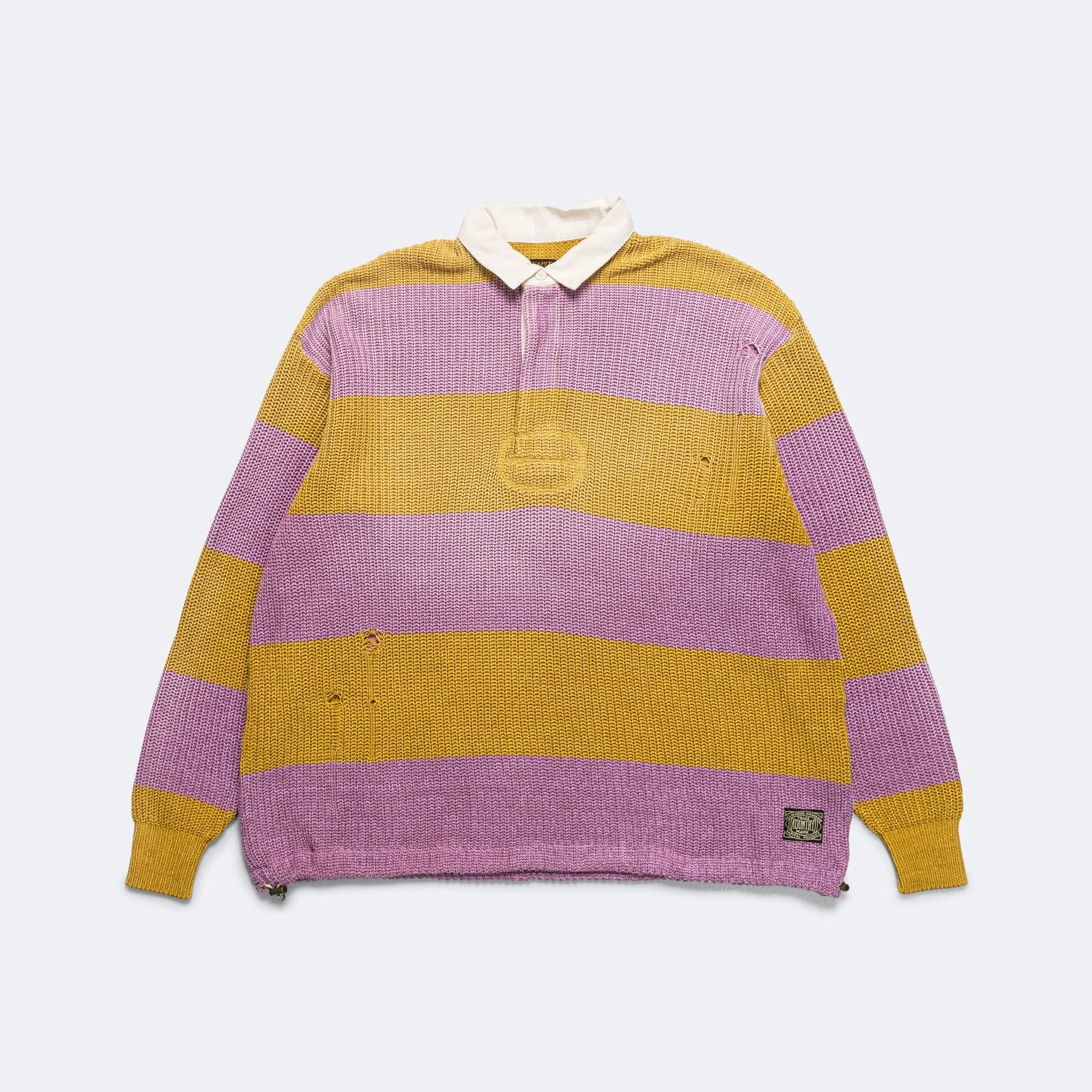 KAPITAL 5G Cotton Knit RUGGER Shirt - Yellow/Pink