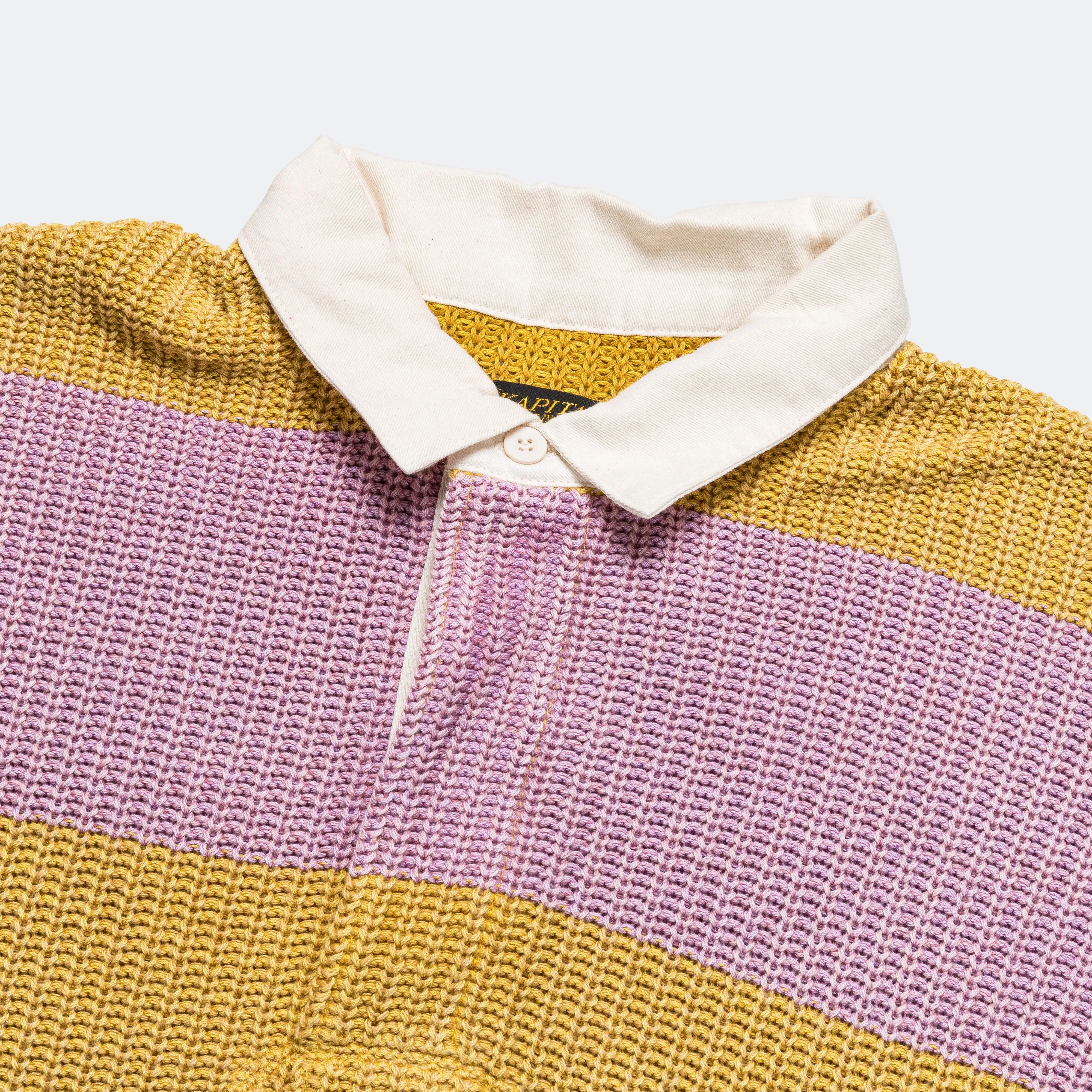 KAPITAL 5G Cotton Knit RUGGER Shirt - Yellow/Pink