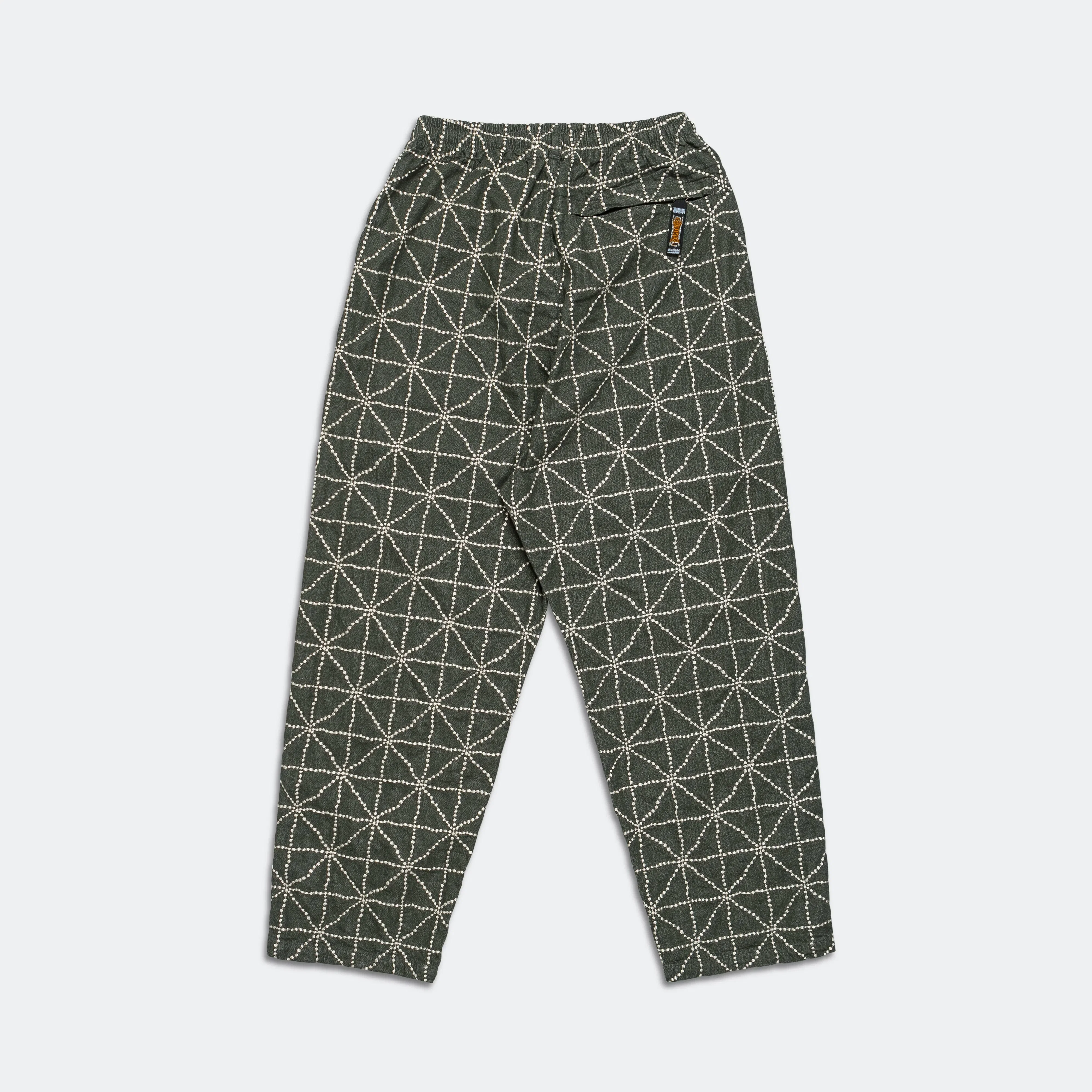 KAPITAL 8oz Color Denim FOLK-DOJO Embroidery EASY Pants - Green