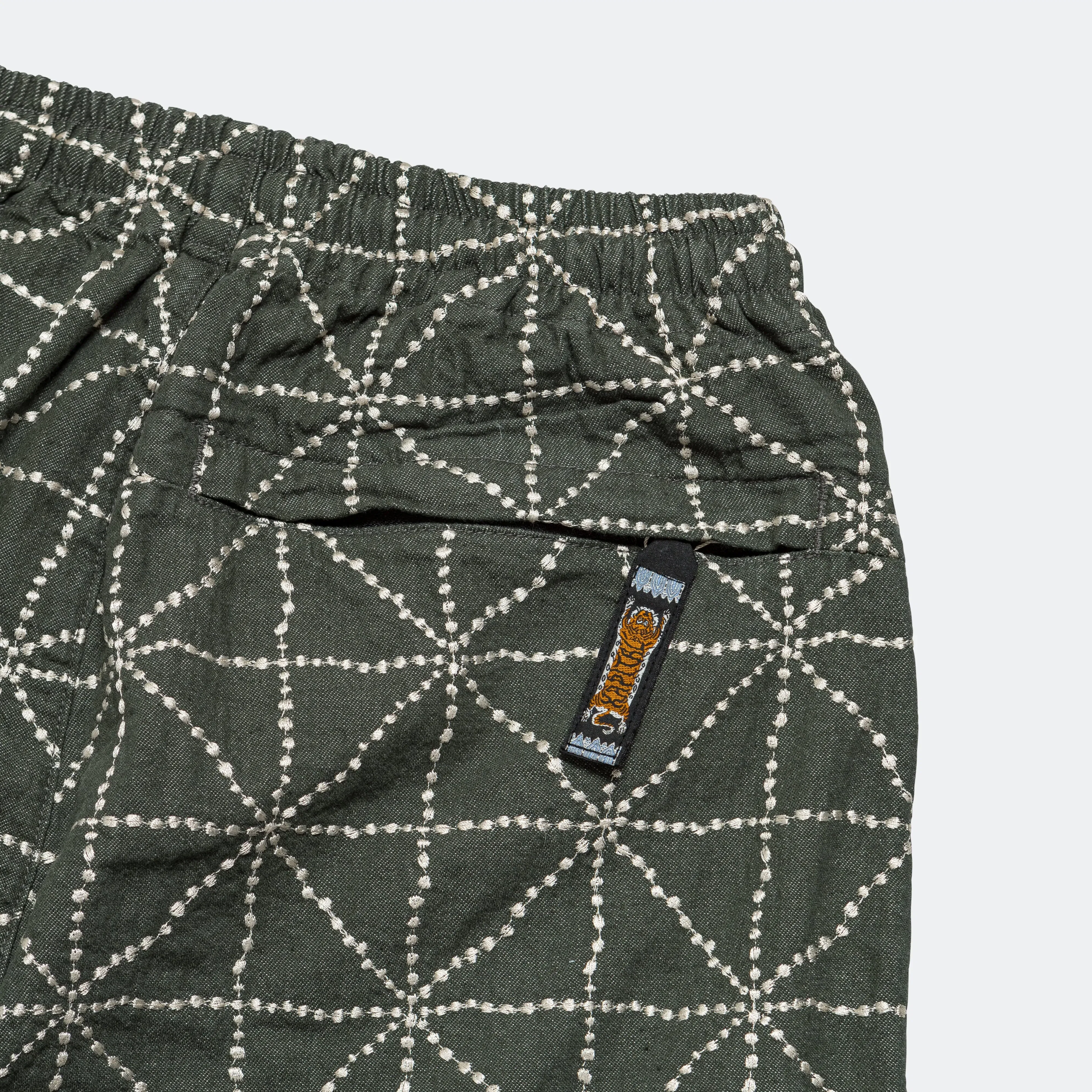 KAPITAL 8oz Color Denim FOLK-DOJO Embroidery EASY Pants - Green