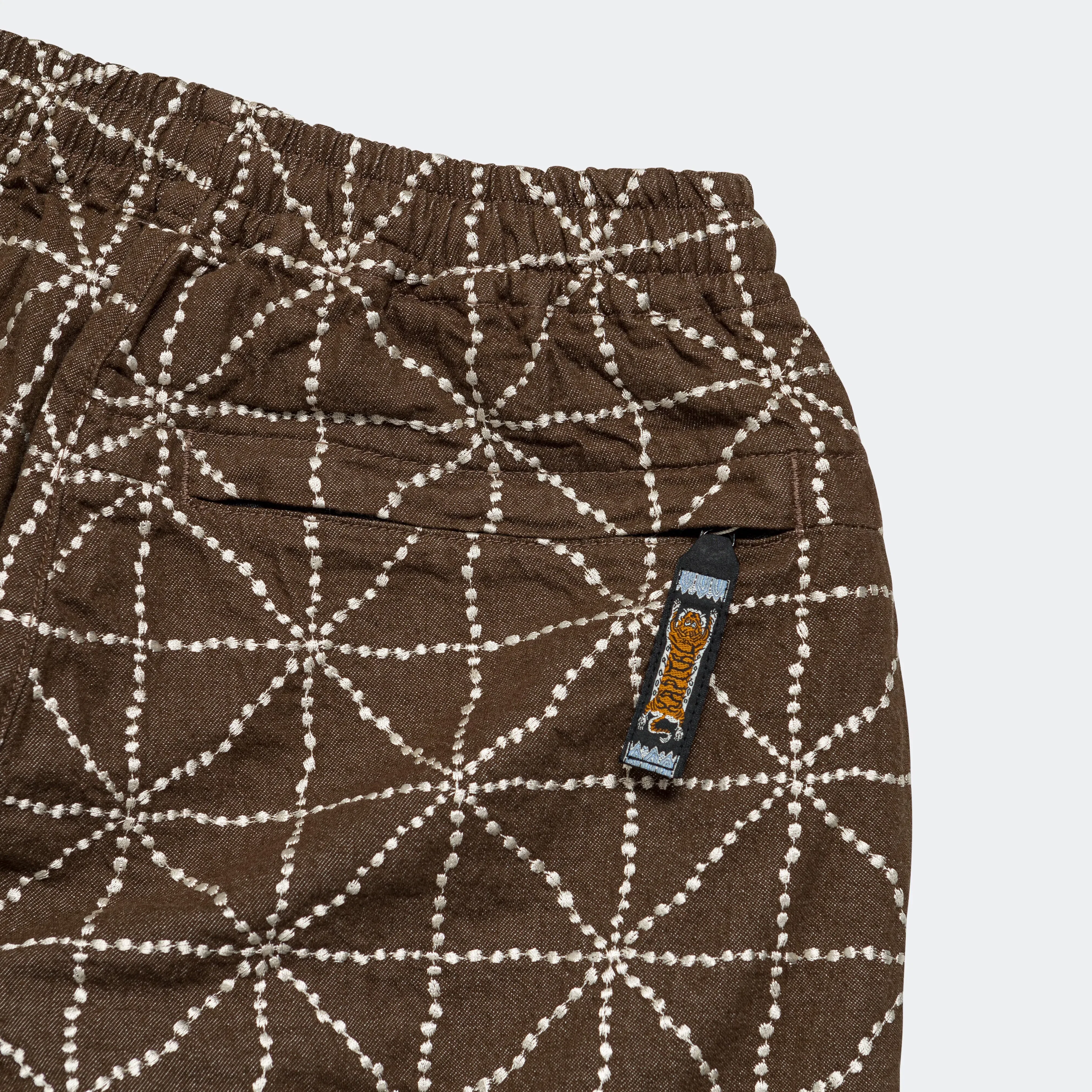KAPITAL 8oz Color Denim FOLK-DOJO Embroidery EASY Pants - Brown
