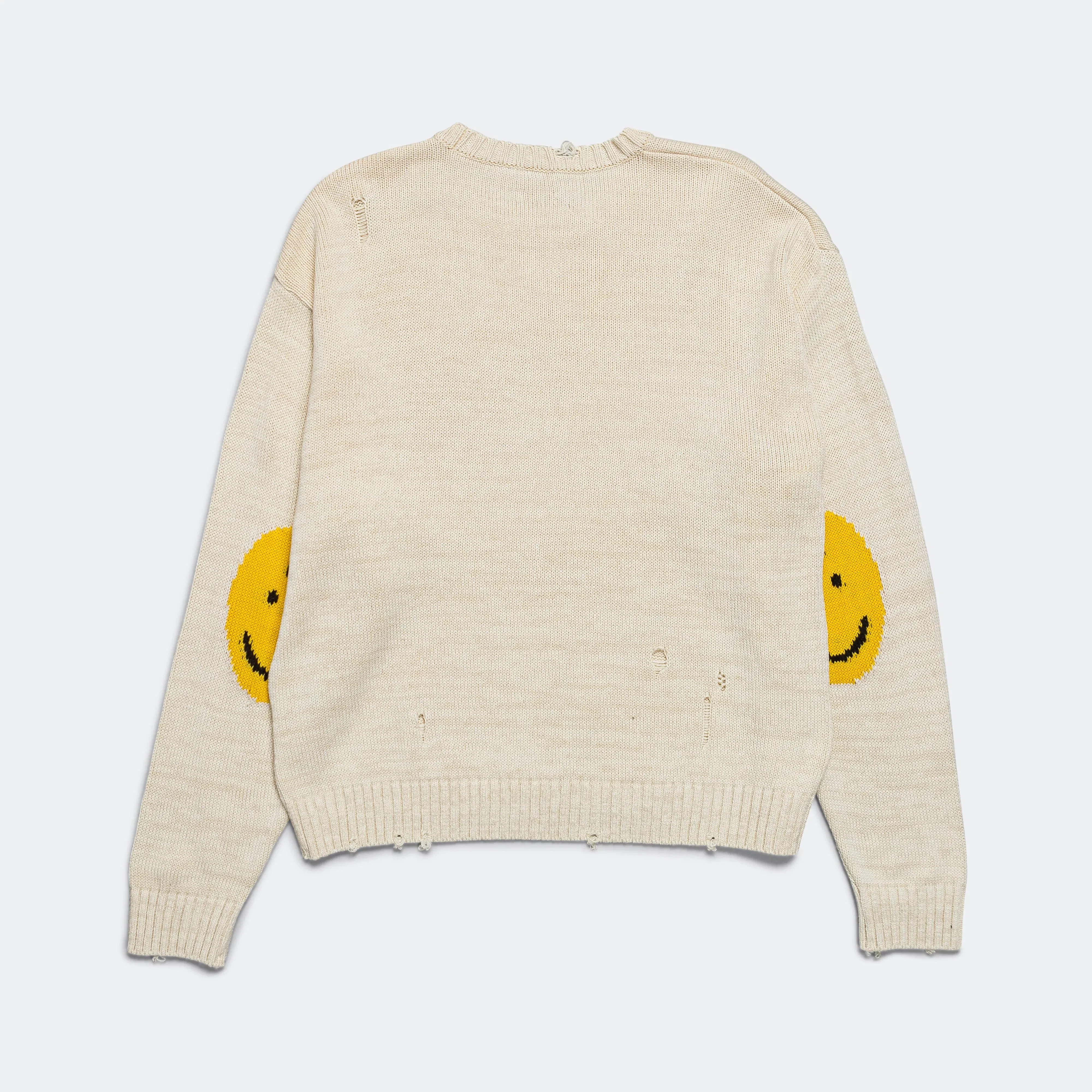 KAPITAL 5G Cotton Knit RAINBOWY Patch Crew Sweater - Ecru