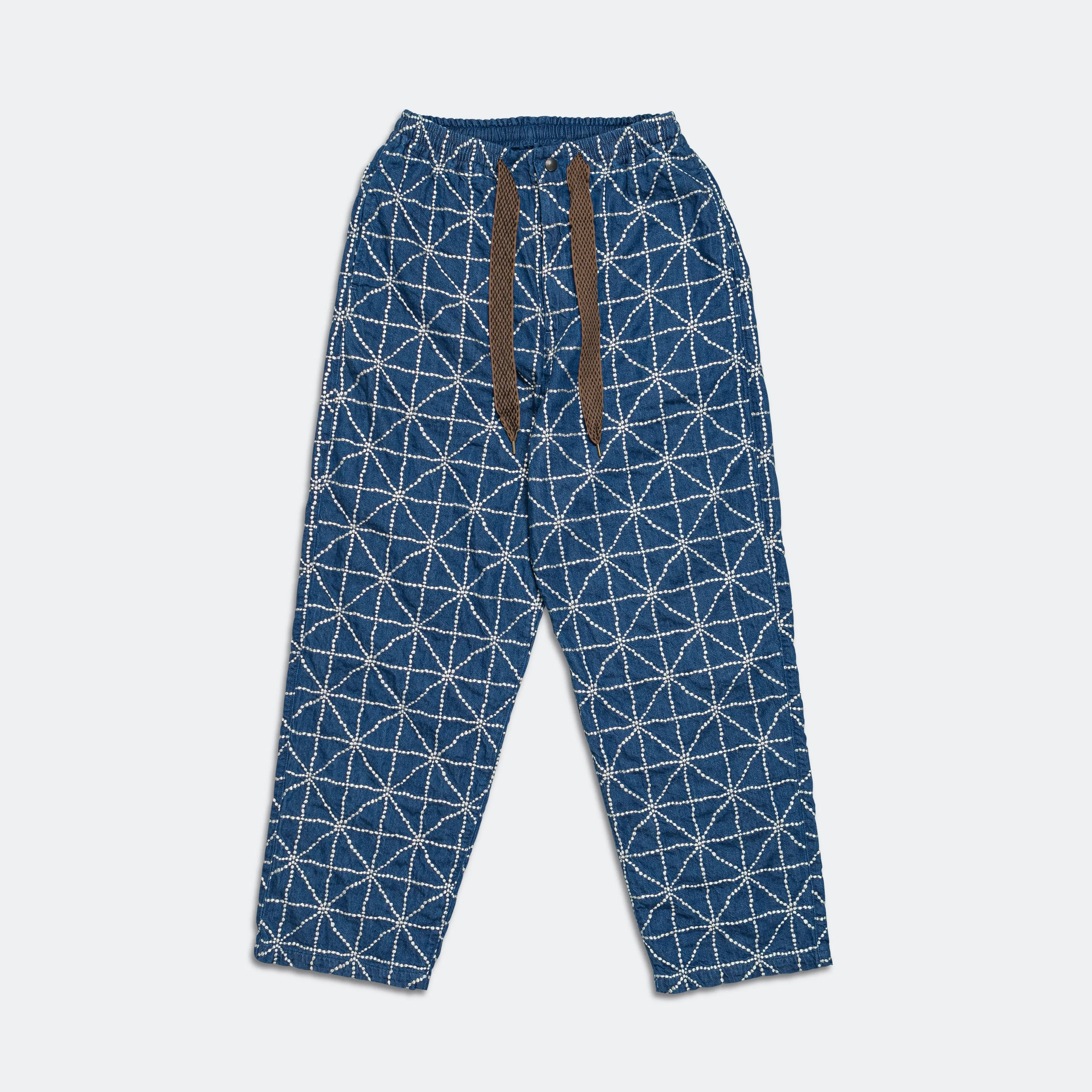 KAPITAL 8oz Denim FOLK-DOJO Embroidery EASY Pants - Midtone