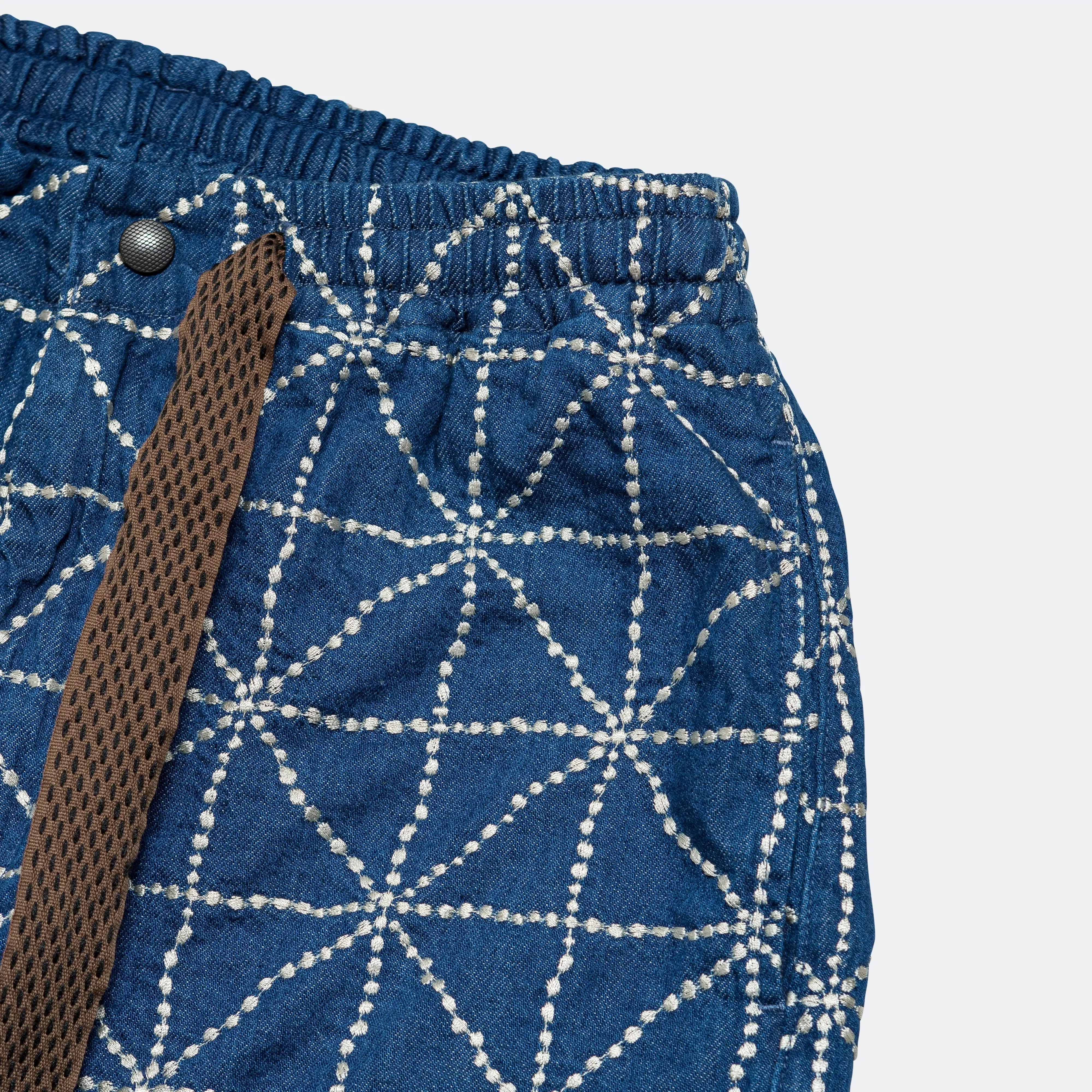 KAPITAL 8oz Denim FOLK-DOJO Embroidery EASY Pants - Midtone