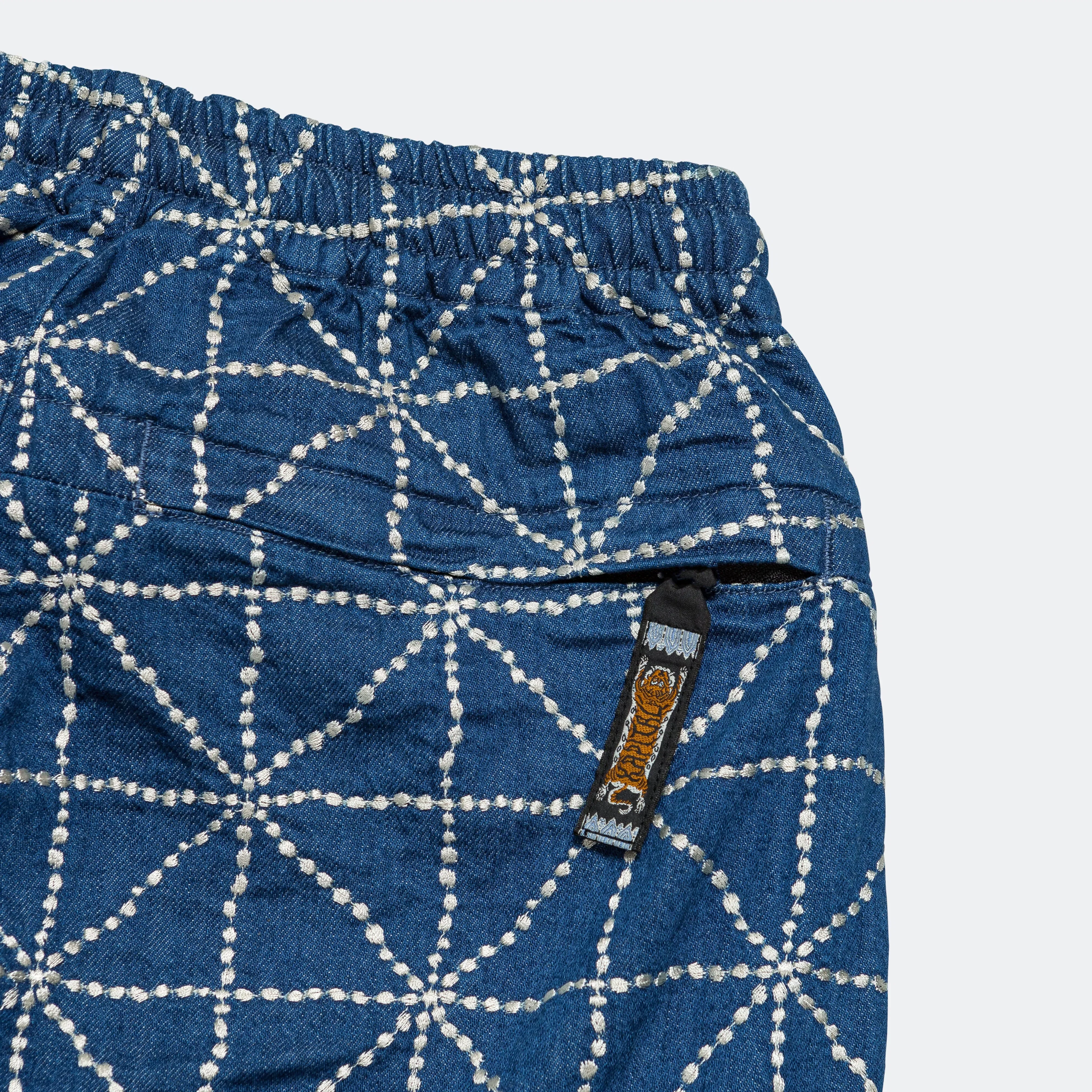 KAPITAL 8oz Denim FOLK-DOJO Embroidery EASY Pants - Midtone