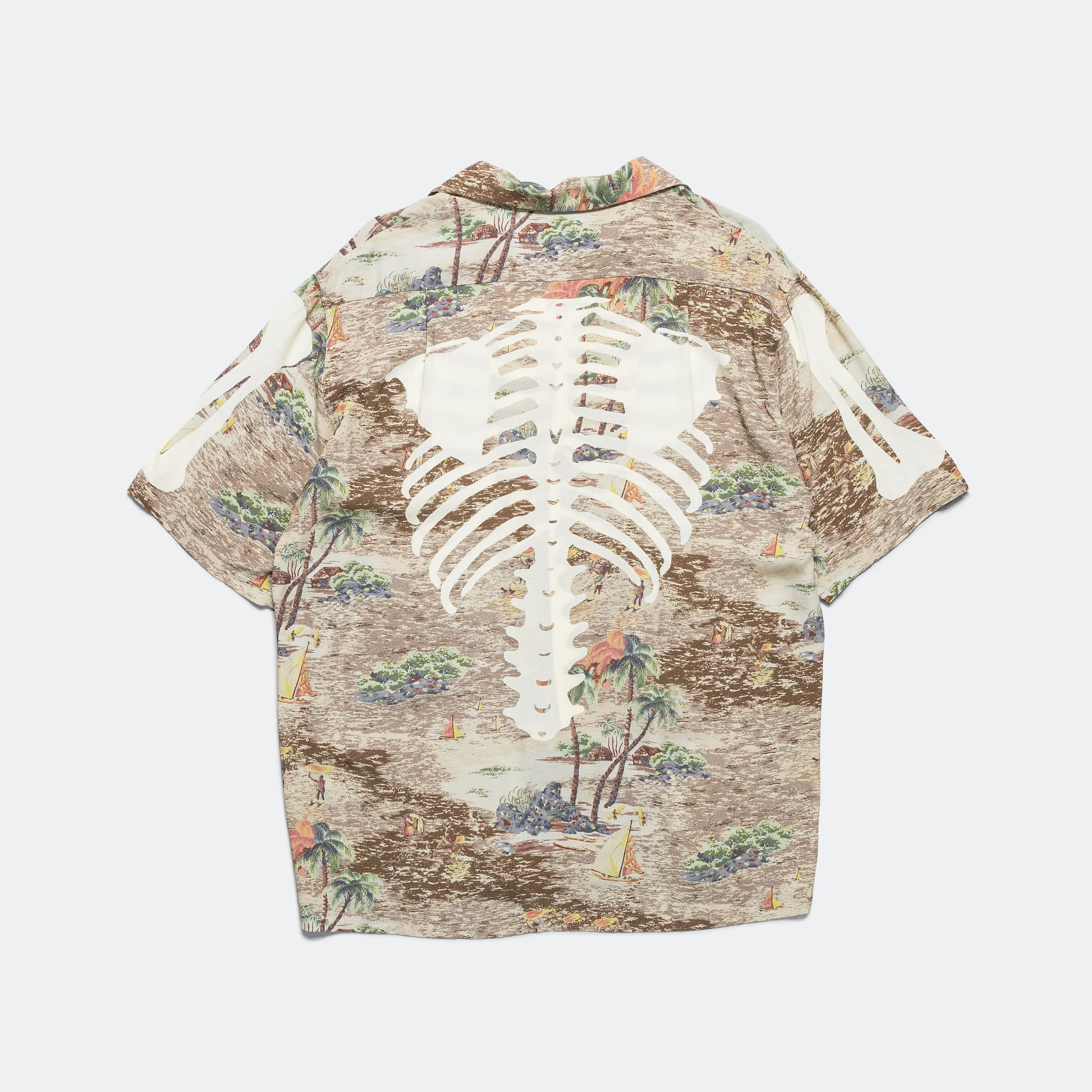KAPITAL Rayon KAMEKAMEHA BONE Aloha Shirt - Brown