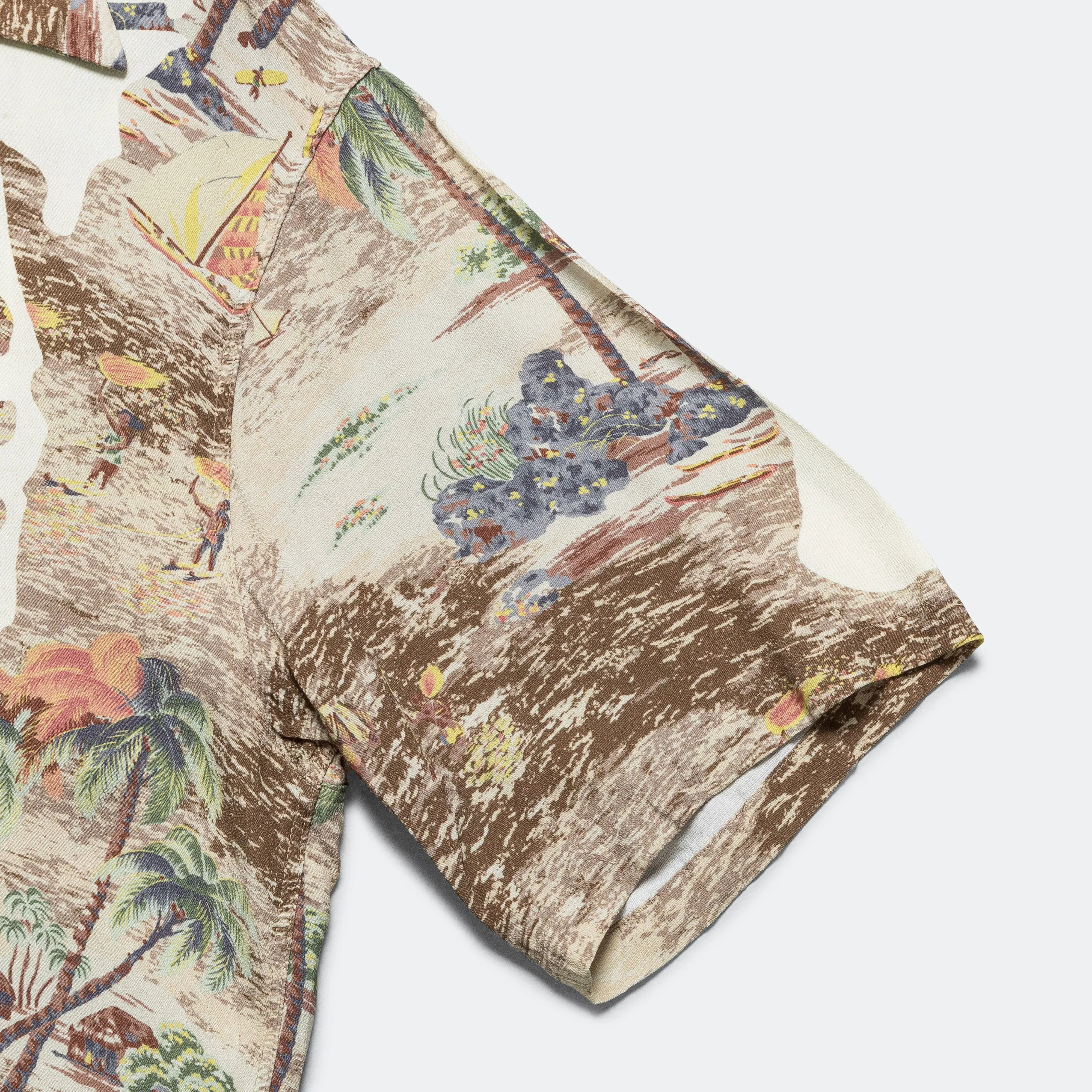 KAPITAL Rayon KAMEKAMEHA BONE Aloha Shirt - Brown