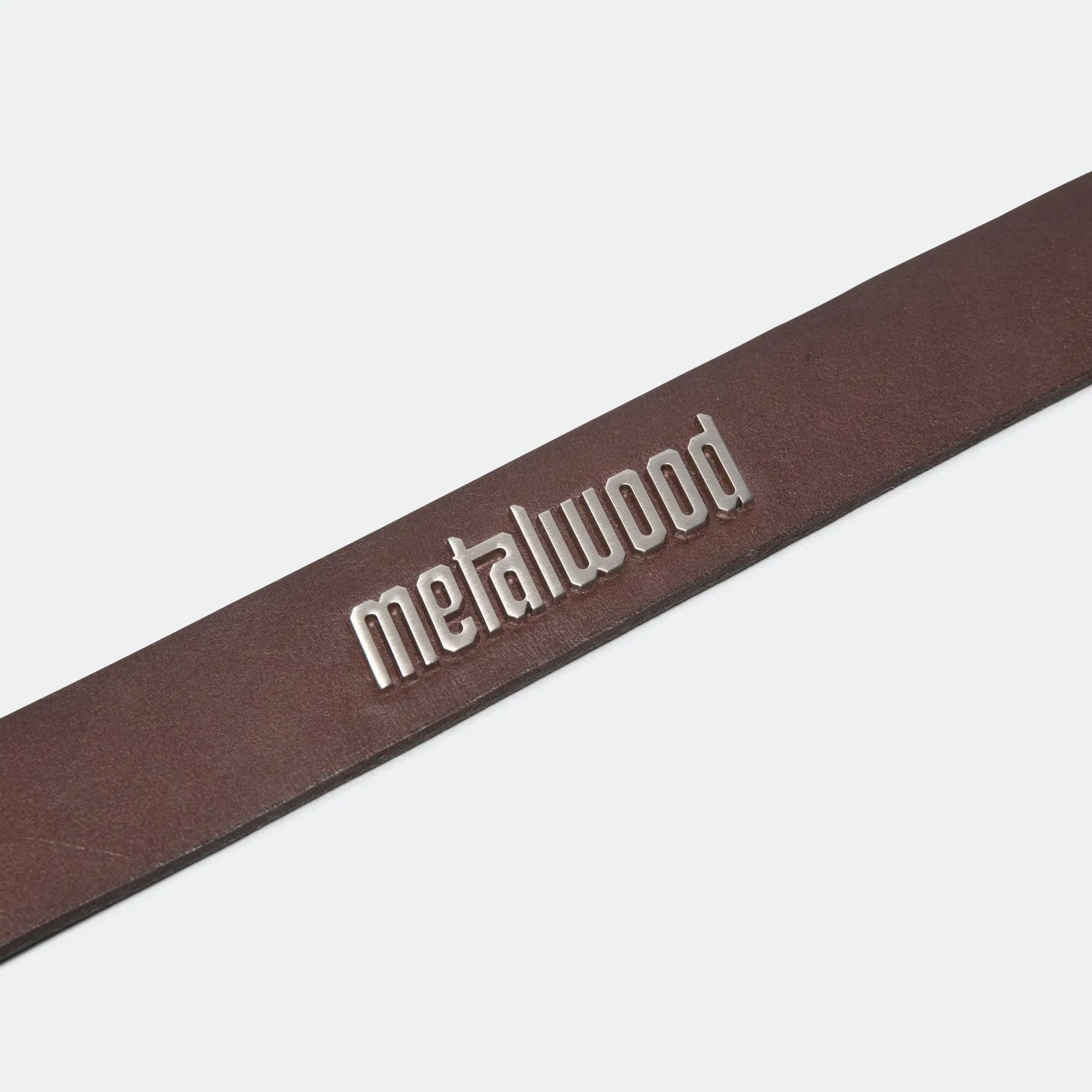 Metalwood Metal Logo Leather Studded Belt - Brown
