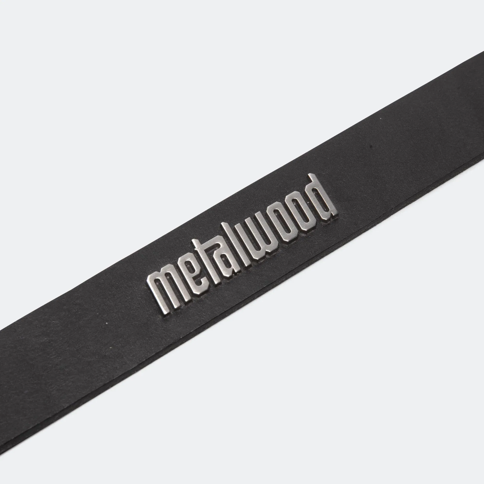 Metalwood Metal Logo Leather Studded Belt - Black