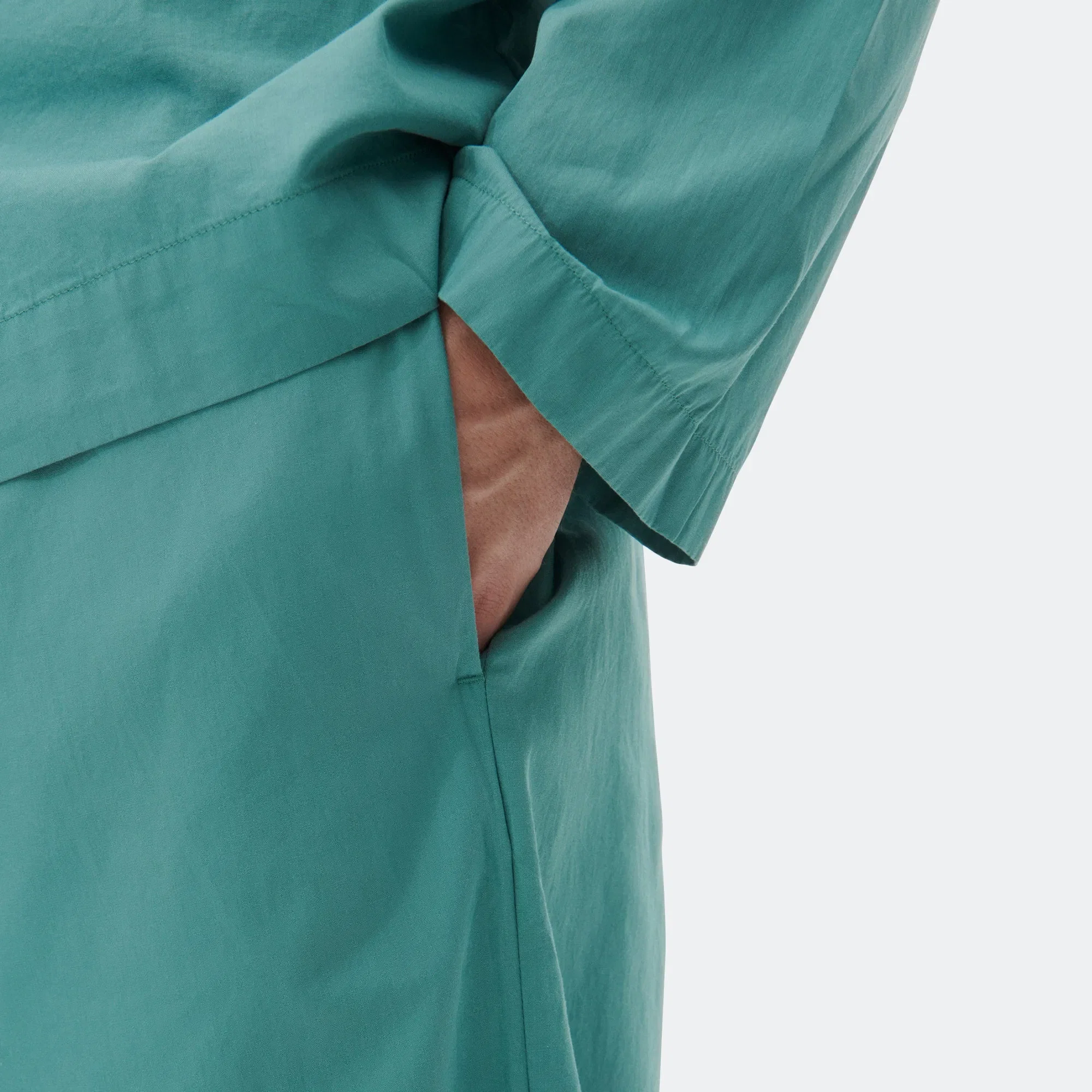 TEKLA Pyjama Shorts - Vintage Green Cotton Poplin