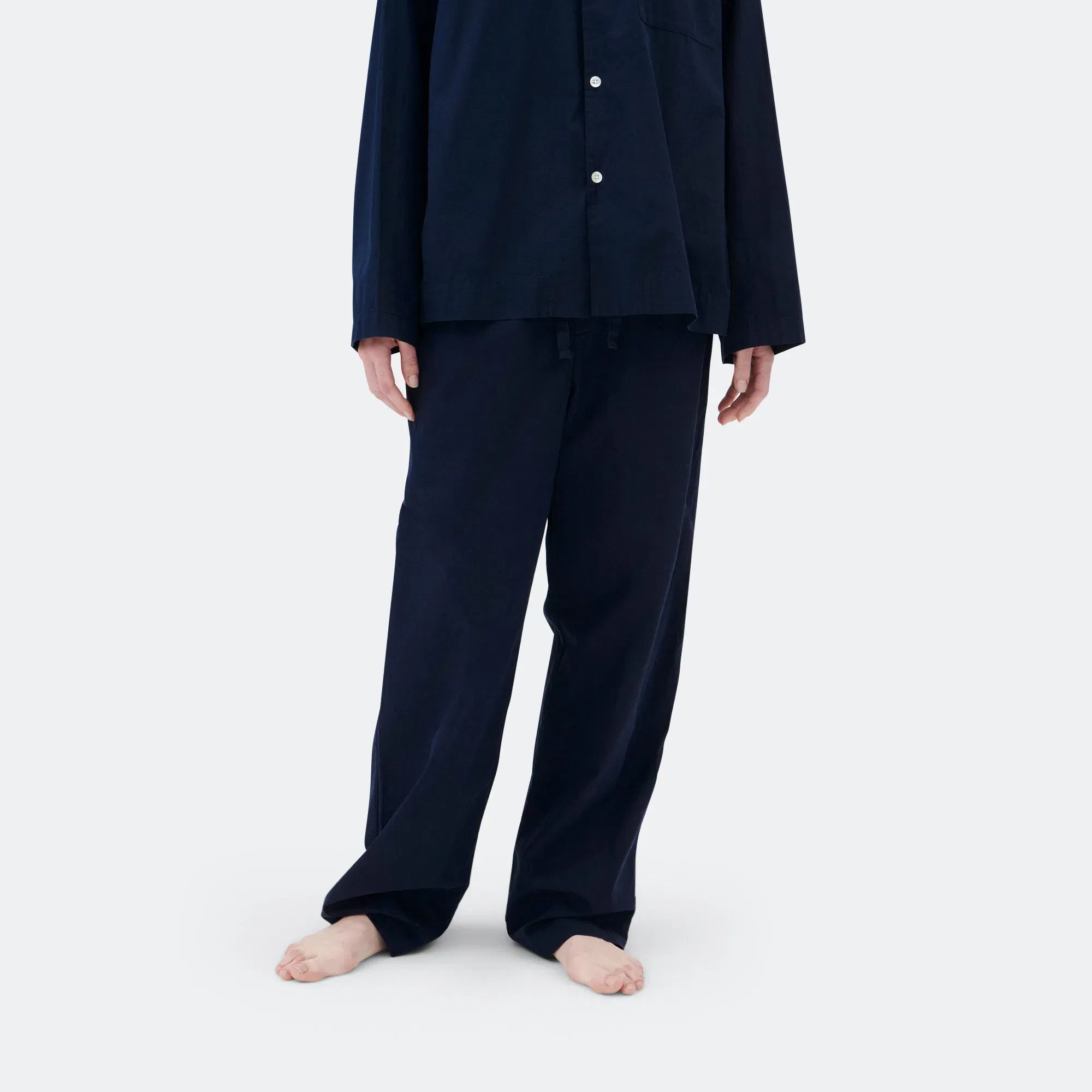 TEKLA Pyjama Pants - True Navy Cotton Poplin
