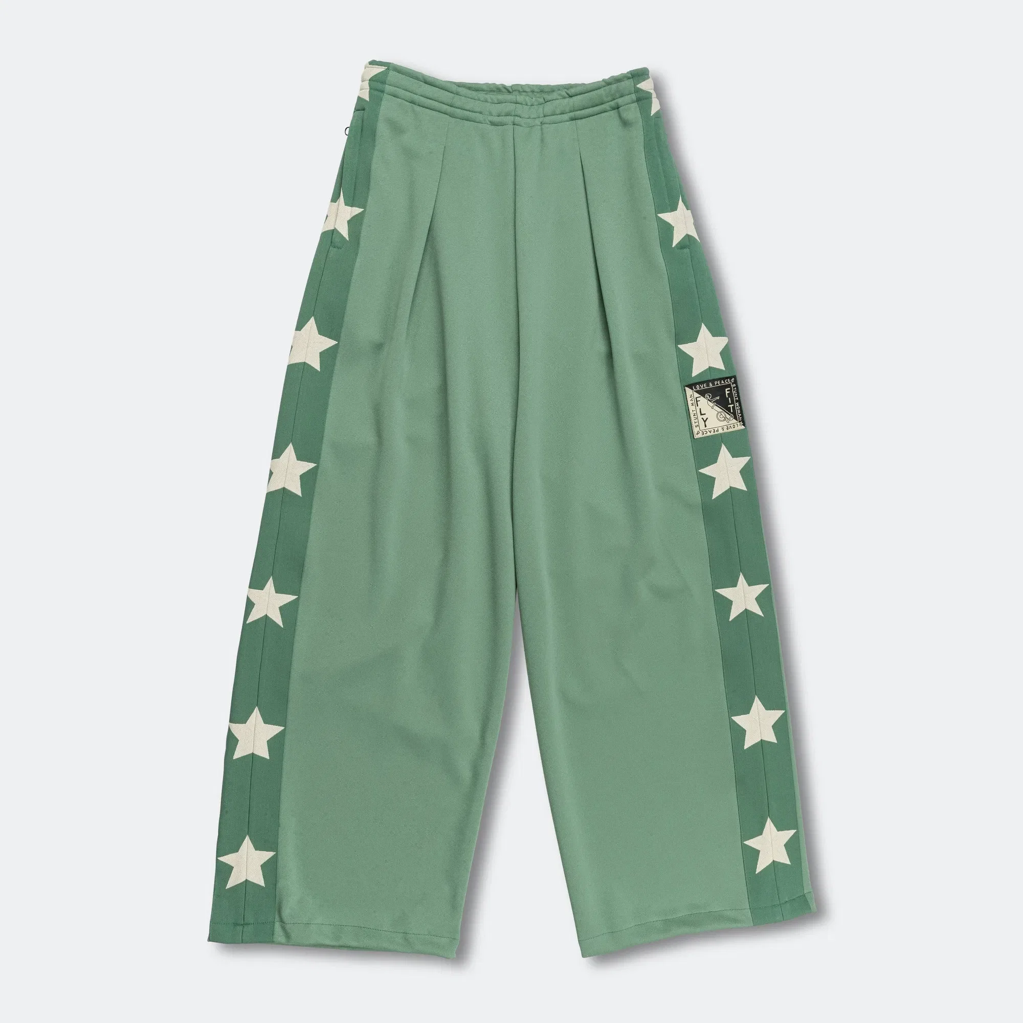 KAPITAL Smooth Jersey Stantman&woman Baggy Track Pants - LightGreen